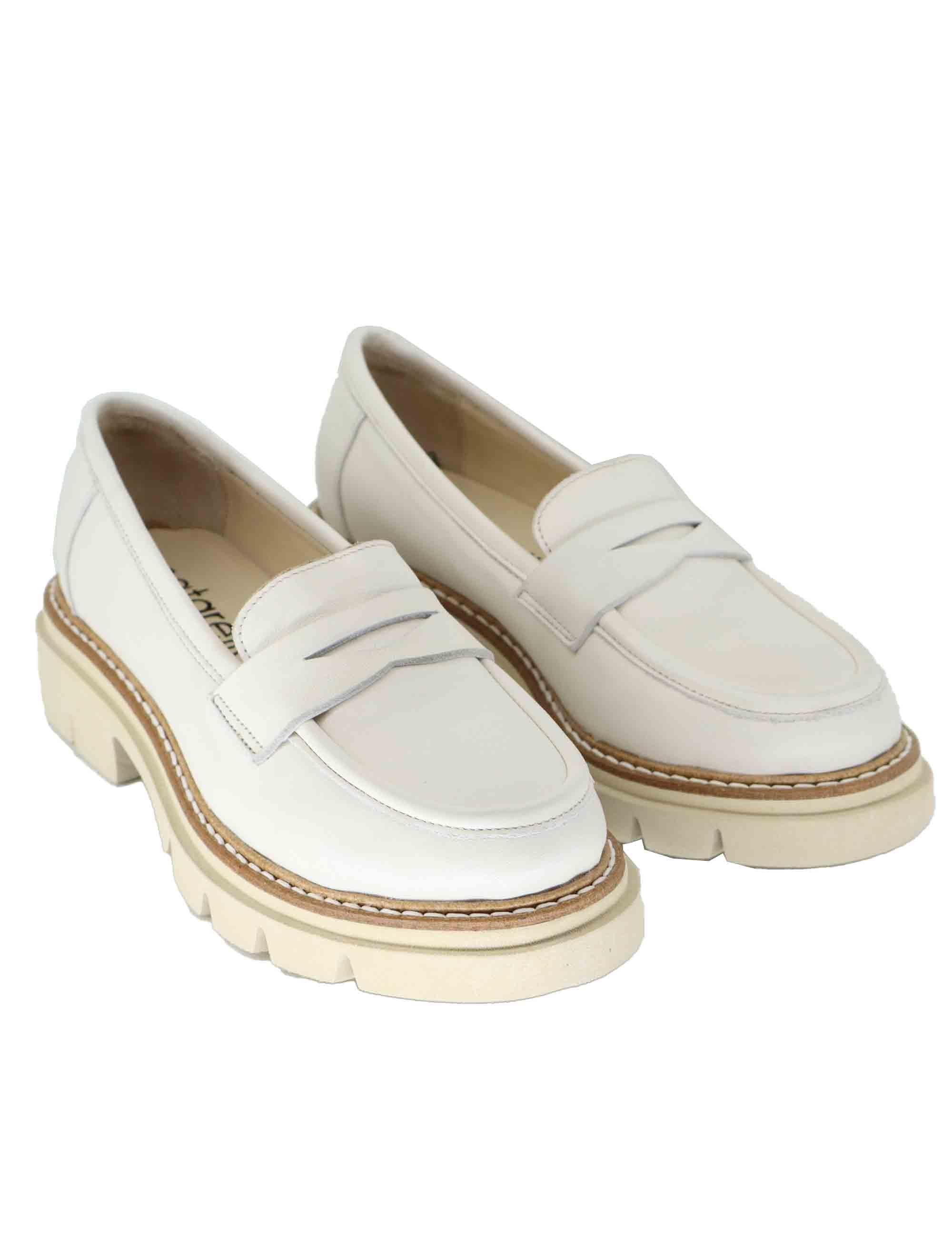 Mocassini donna in pelle bianco SP2103 003 Spatarella 