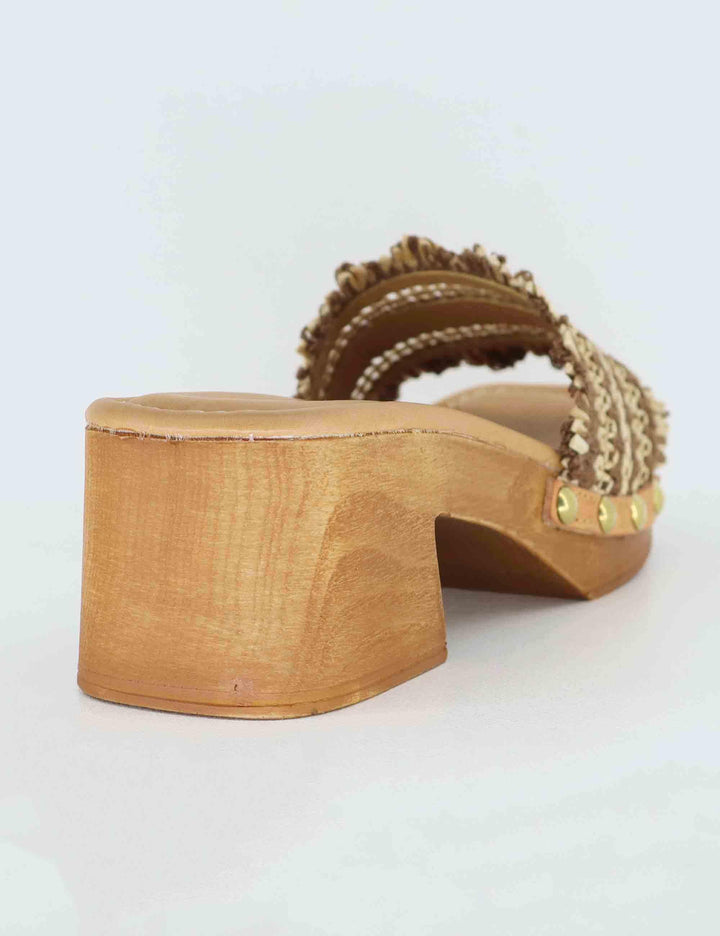 Sandali donna in rafia intrecciata cuoio con tacco in legno SR9234 014 Sandro Rosi 