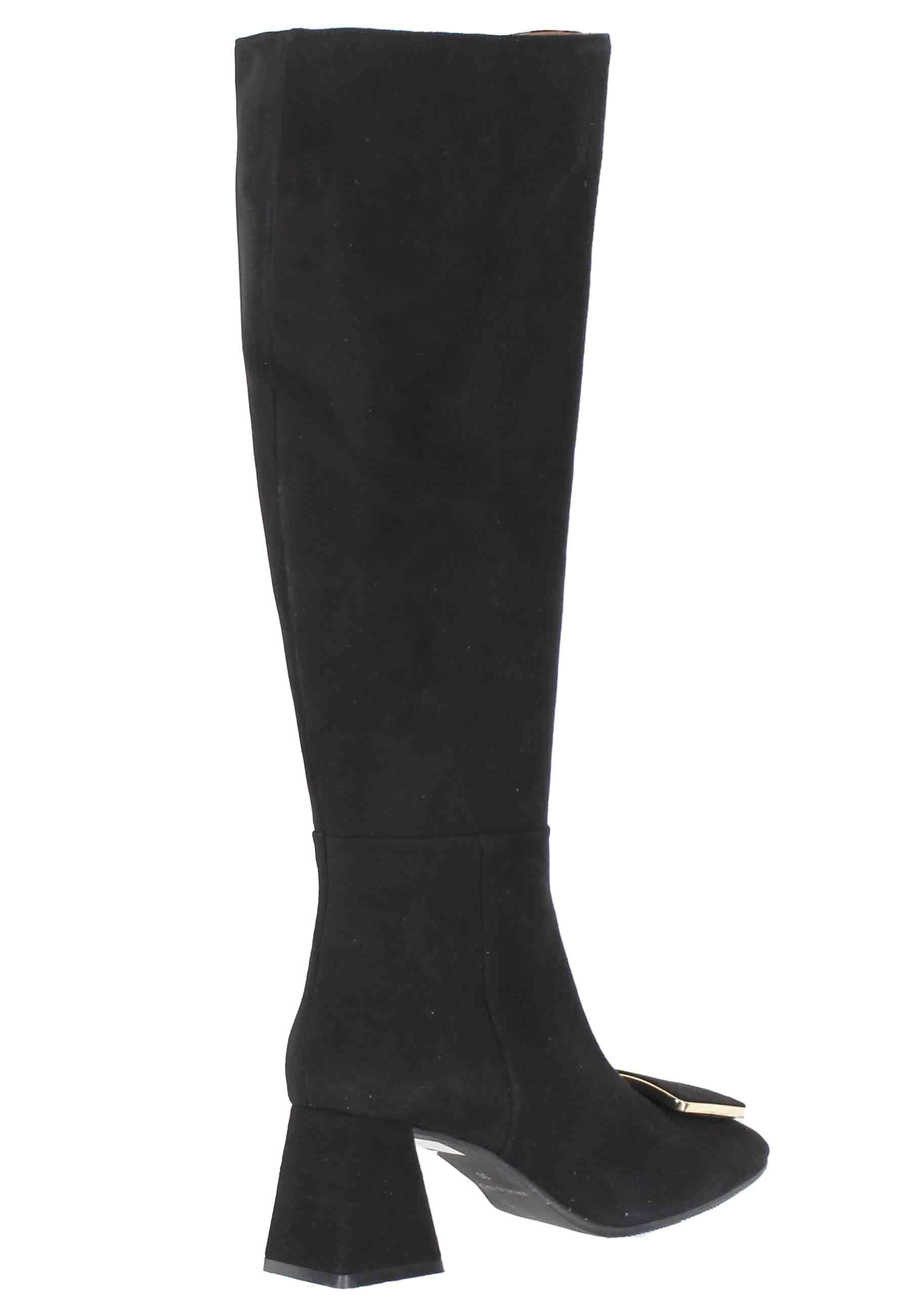 Stivali donna in camoscio nero con fibbia SP6536 001 Spatarella 