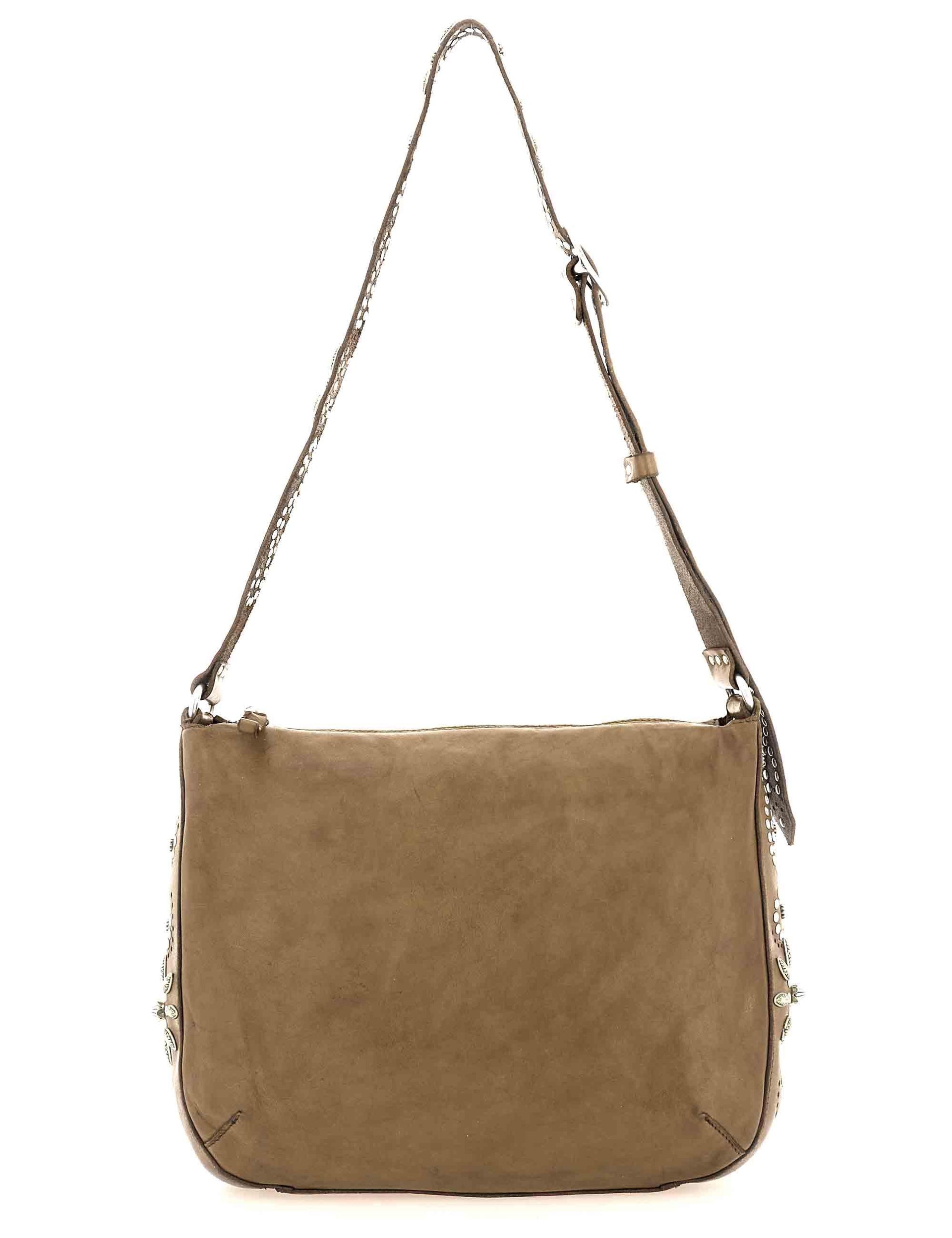 Borse donna Nada in pelle beige con borchie e tracolla borchiata C044110ND X3014 C0539 Campomaggi 