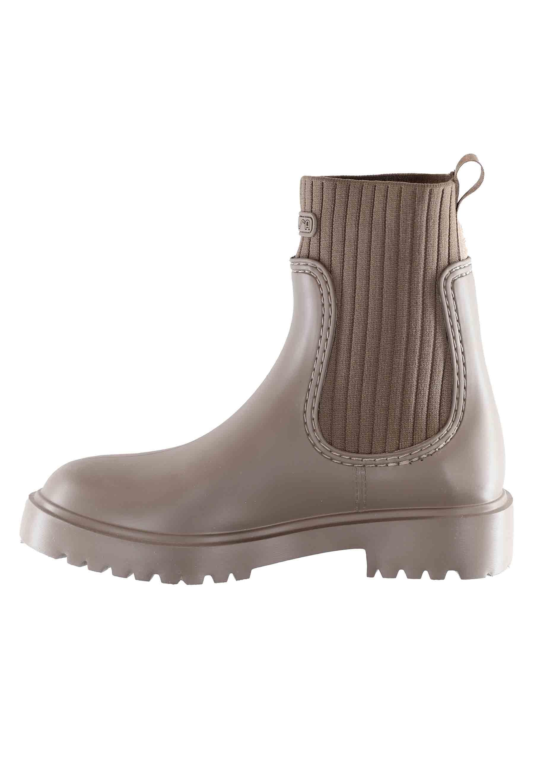 Stivaletti pioggia donna in pvc taupe con elastici laterali FAYNAR RIB TOPO CASCO FARRTOPO Unisa 