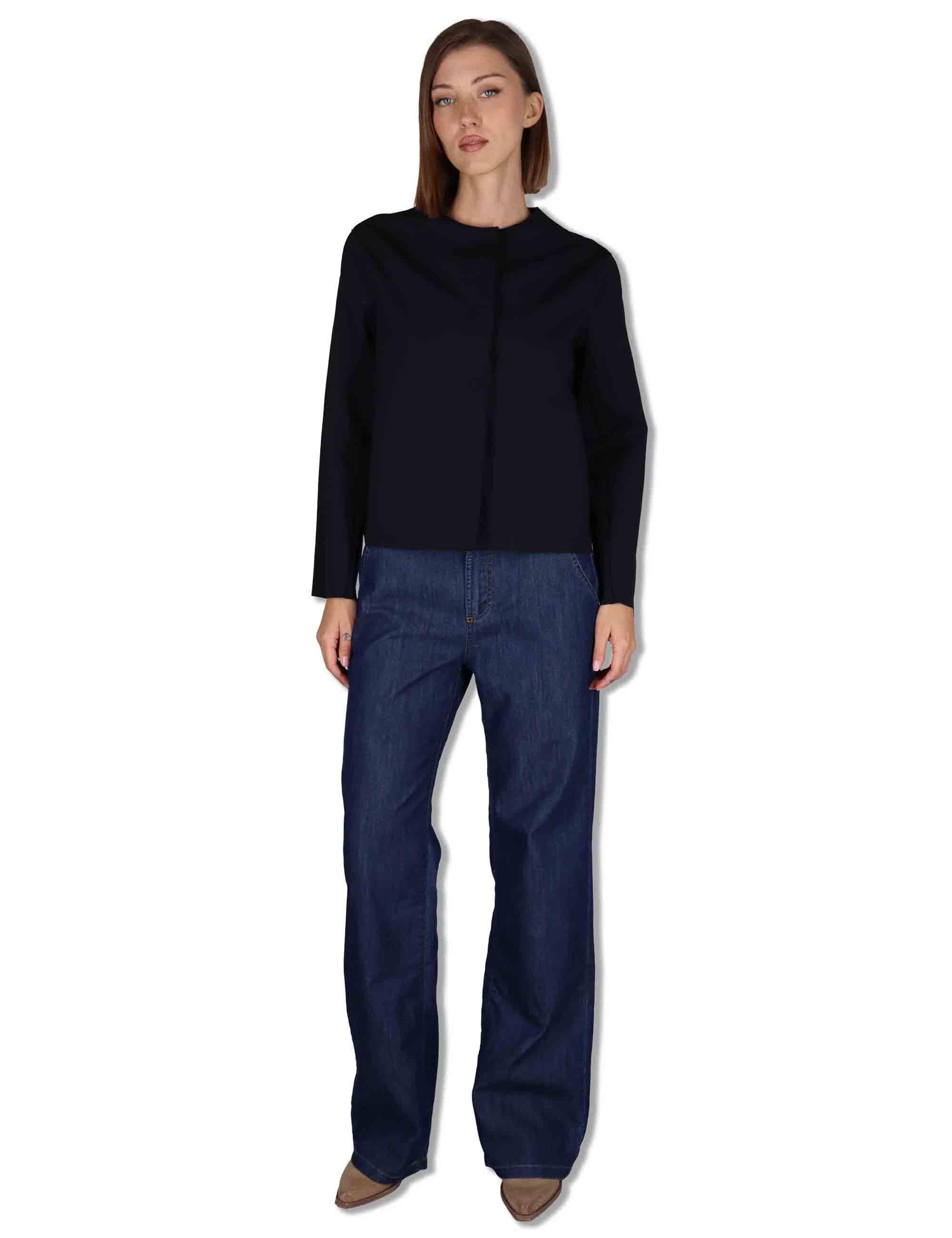 Giubbini donna in tessuto stretch nero con bottoni a scomparsa 50260008 017 Ewooluzione 