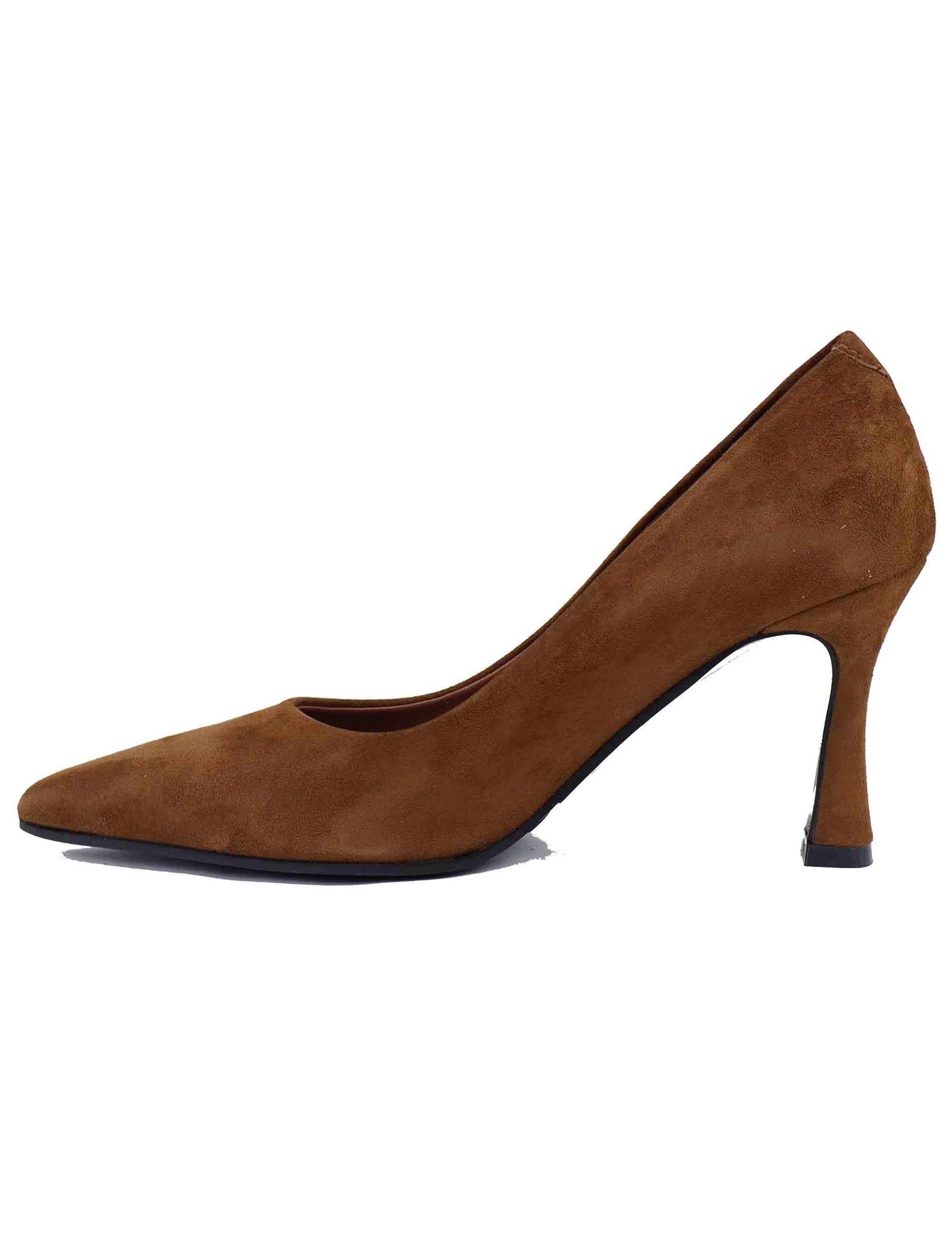 Decollete donna in camoscio marrone tacco alto SP1796 014 Spatarella 