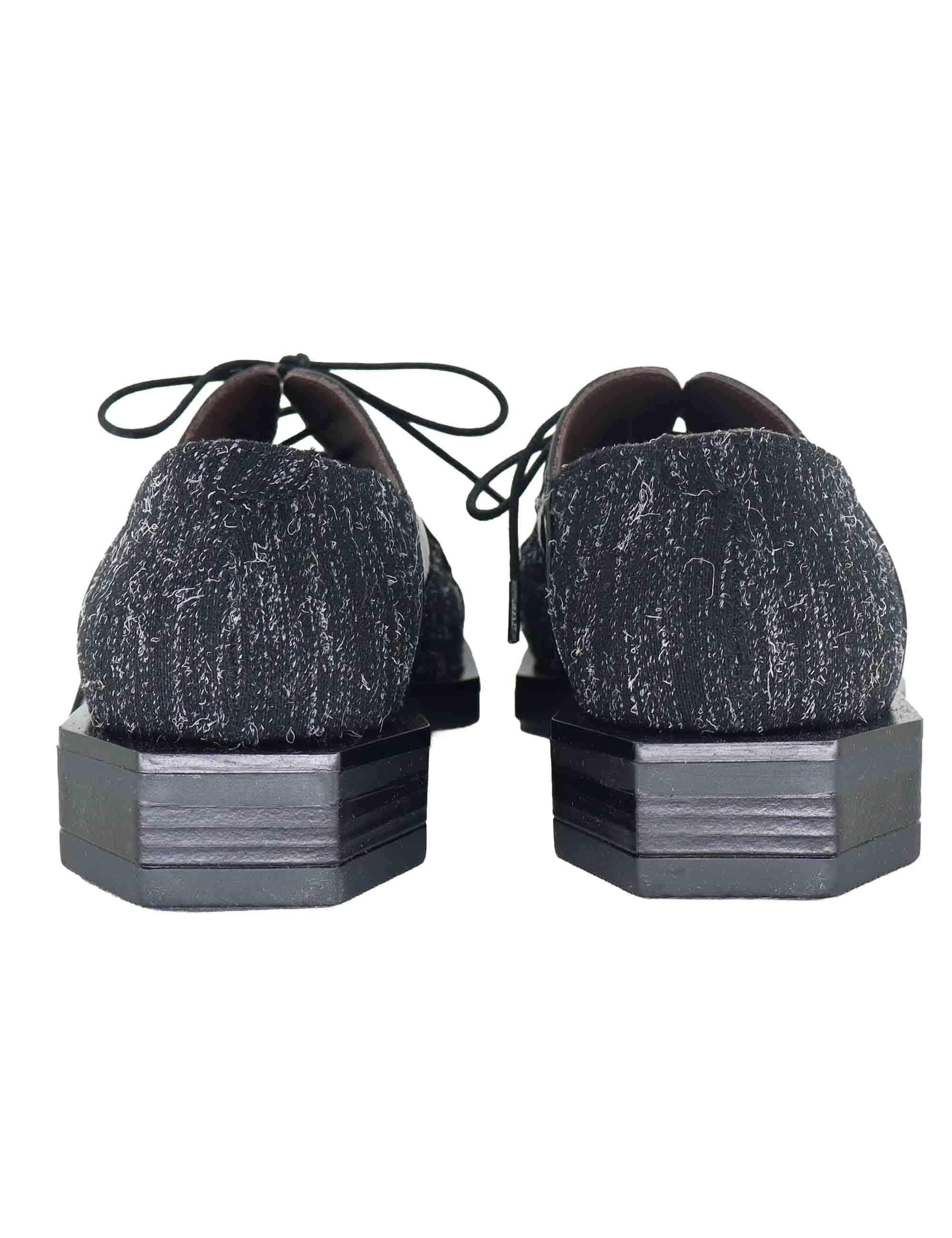 Stringate donna in tessuto nero con riporti in vernice e tacco basso G19 2 Le Bohemien 