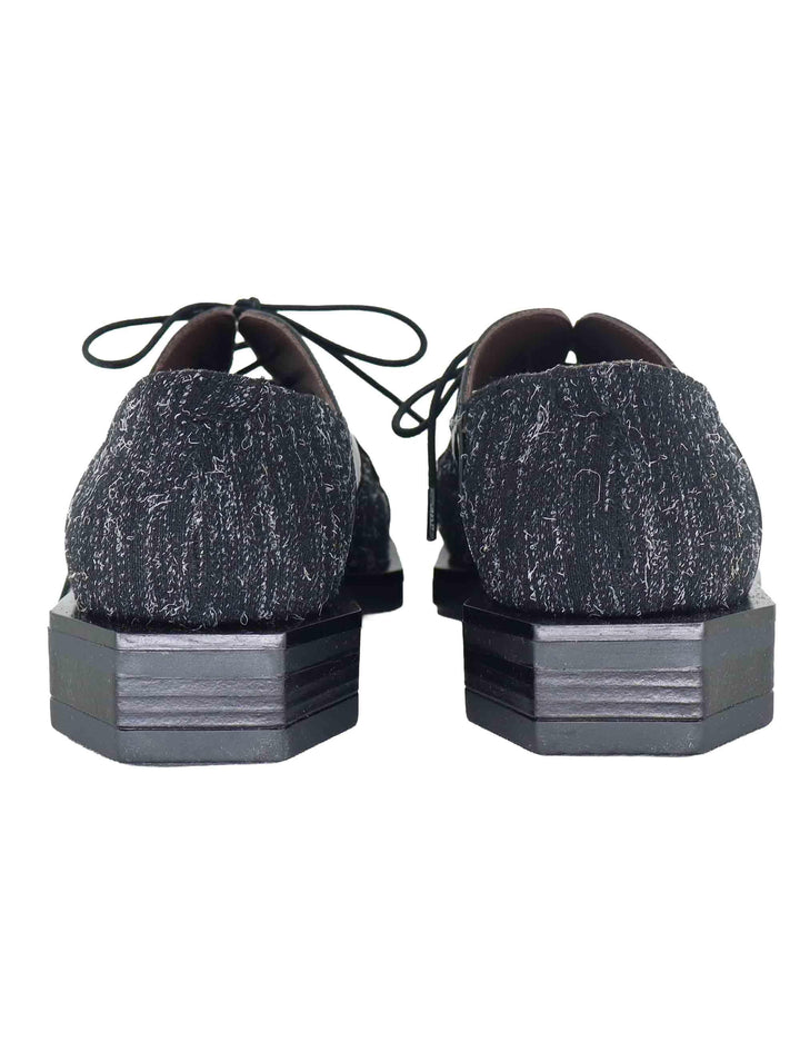 Stringate donna in tessuto nero con riporti in vernice e tacco basso G19 2 Le Bohemien 