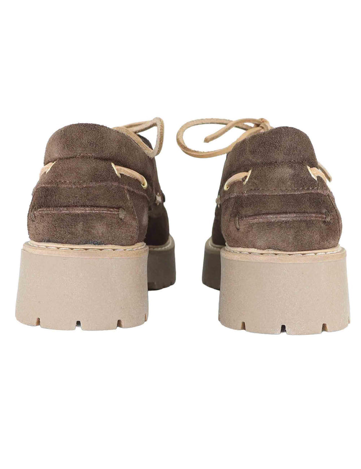 Stringate donna in crosta marrone con suola carrarmato SP20 014 Spatarella 