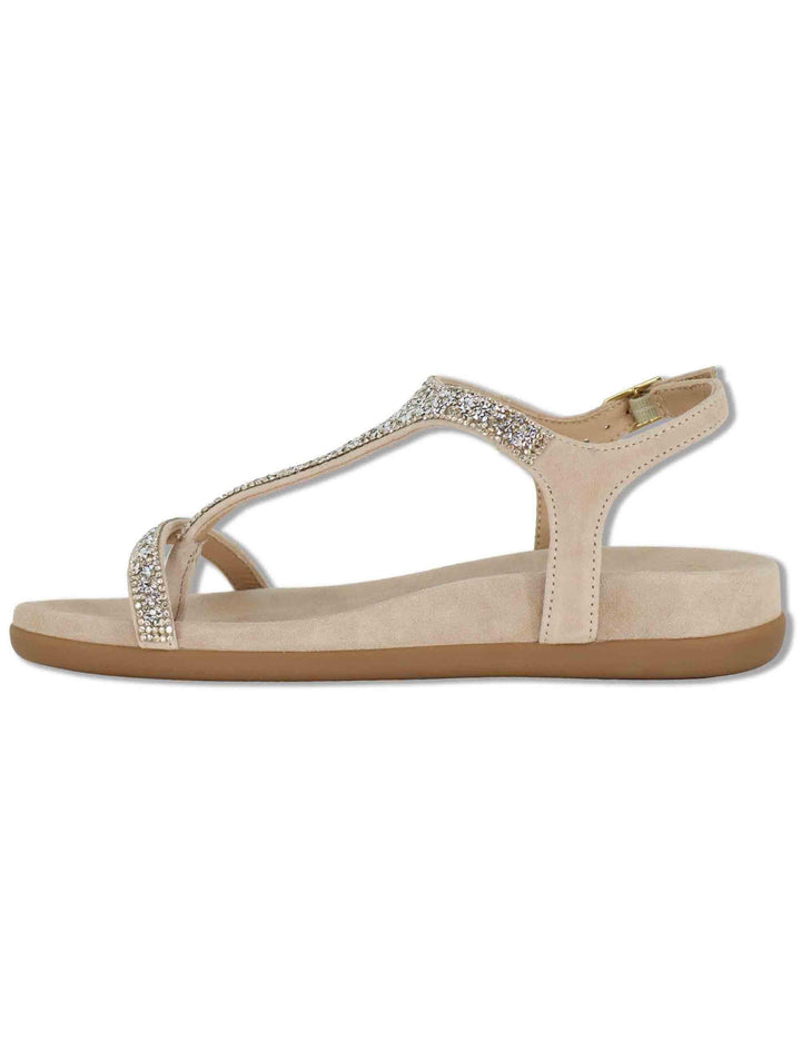 Sandali donna infradito in glitter nude con zeppa bassa in gomma CANADA KS SKIN Unisa 