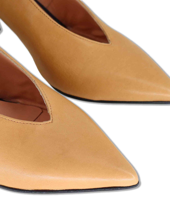 Decollete slingback donna in pelle camel bicolore tacco alto SP2540 008 Spatarella 