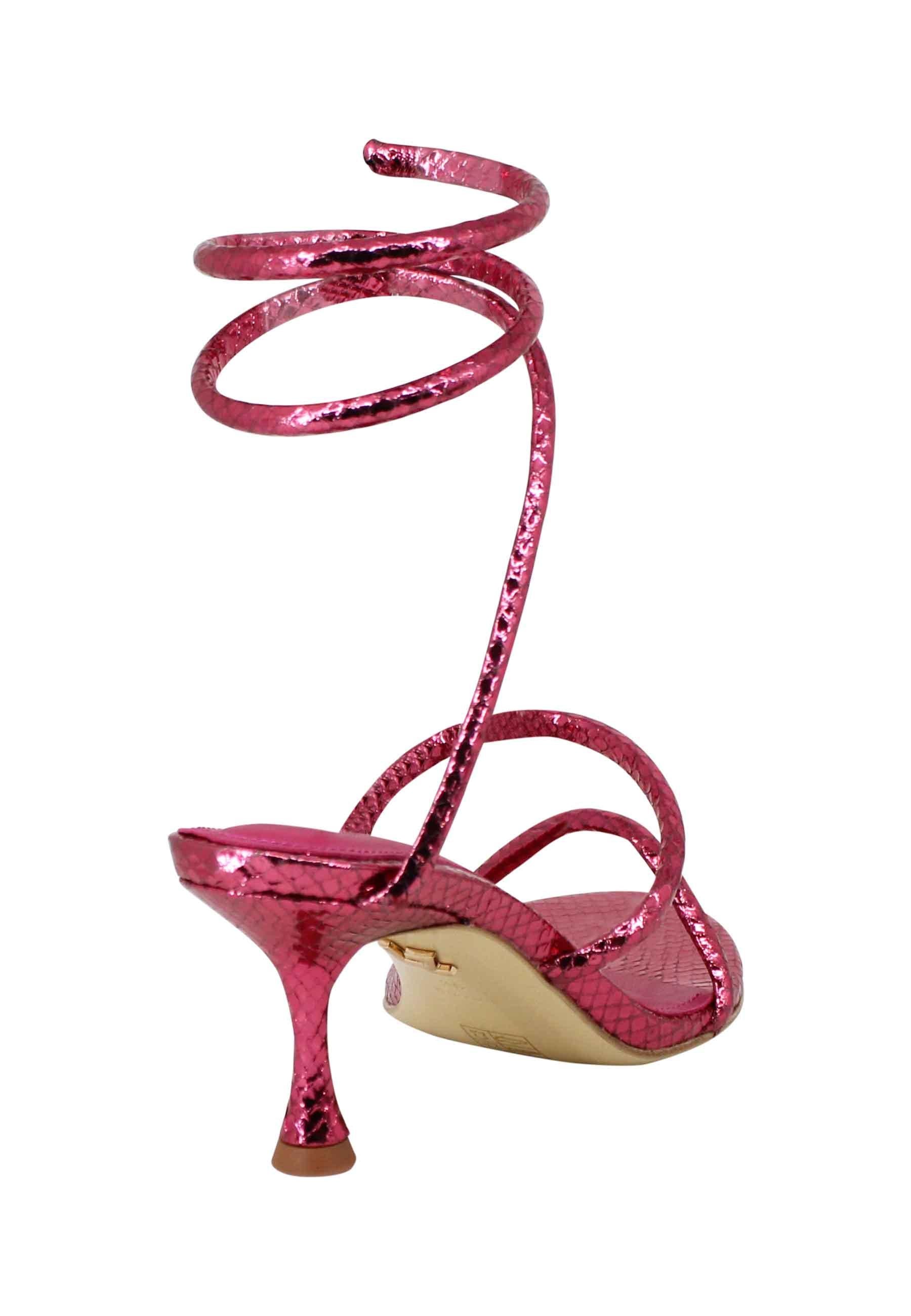 Sandali donna in pelle stampata fuxia con cavigliera a serpente 342Z51BK 053 Lola Cruz 