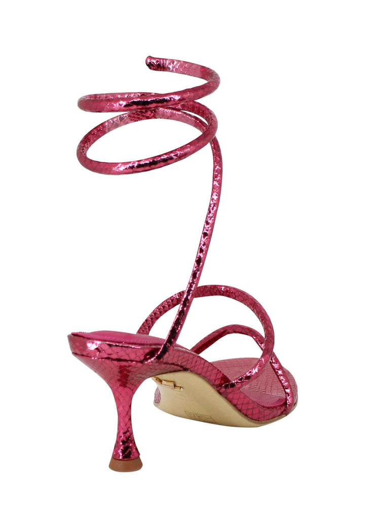 Sandali donna in pelle stampata fuxia con cavigliera a serpente 342Z51BK 053 Lola Cruz 