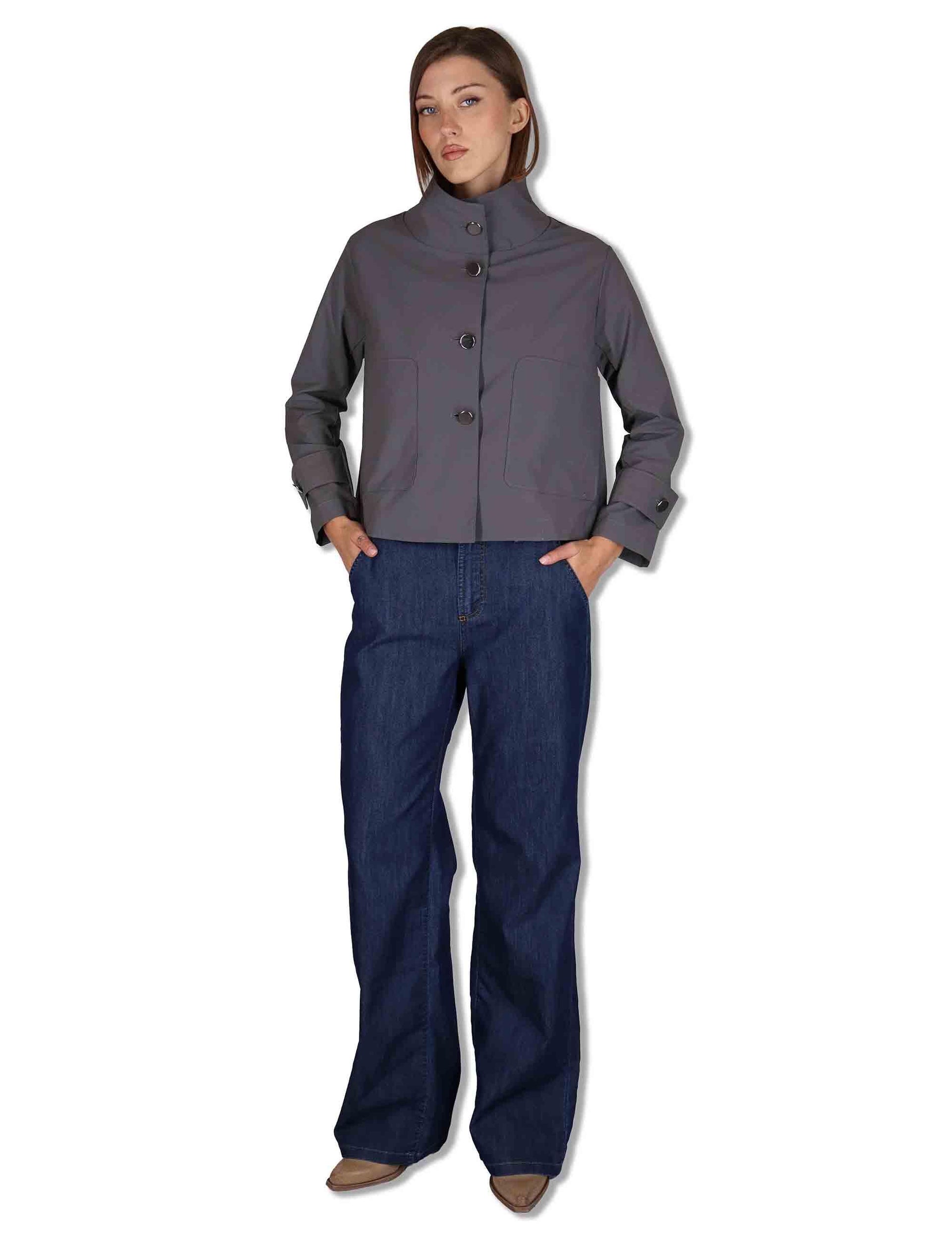 Giubbotto donna Montelupo in tessuto grigio con bottoni in metallo 50260018 603 Ewooluzione 