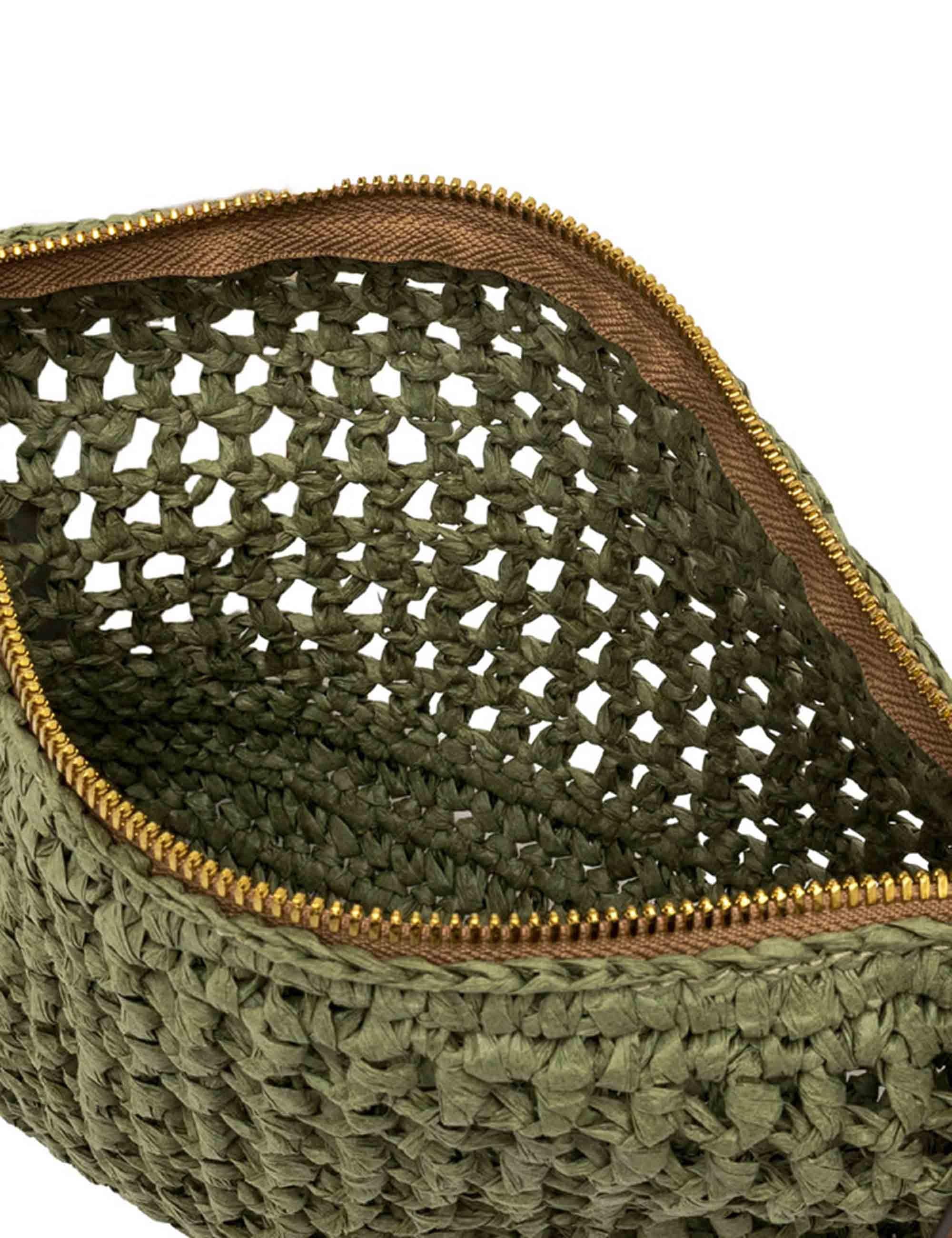 Borse donna Nefeli in rafia verde con tracolla in pelle in tono removibile BS11950 COMM STR-CRCH 11730 Gianni Chiarini 