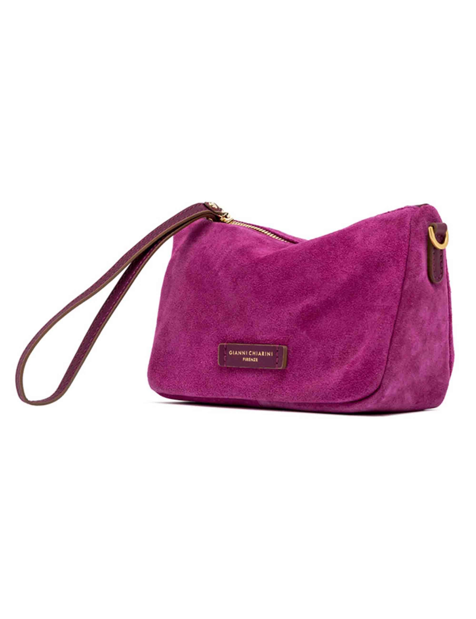 Borse donna Nora Pouch in pelle scamosciata fuxia con polsiera e tracolla BS10224 CM-PL 14364 Gianni Chiarini 
