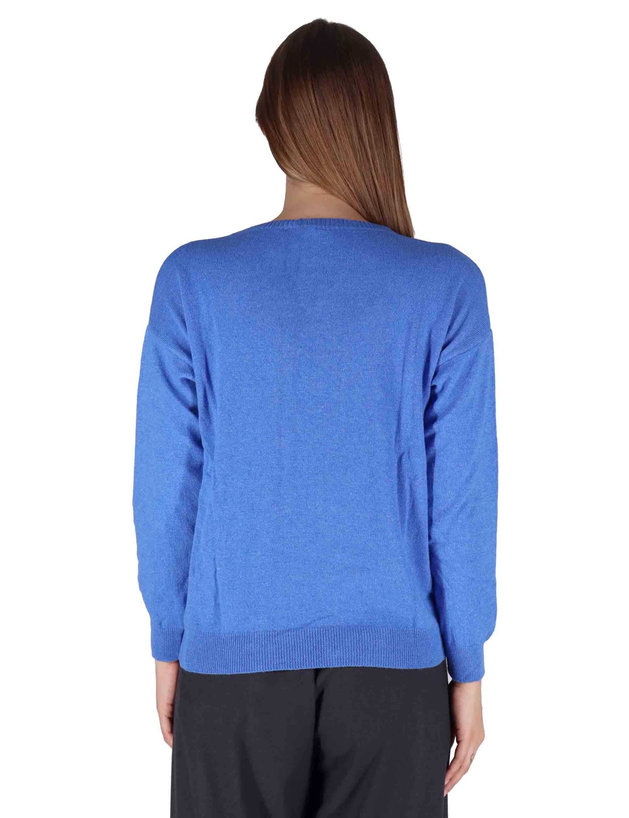 Maglioni donna in misto cachemire blu girocollo con maniche lunghe SPZ03627 003 Spatarella 