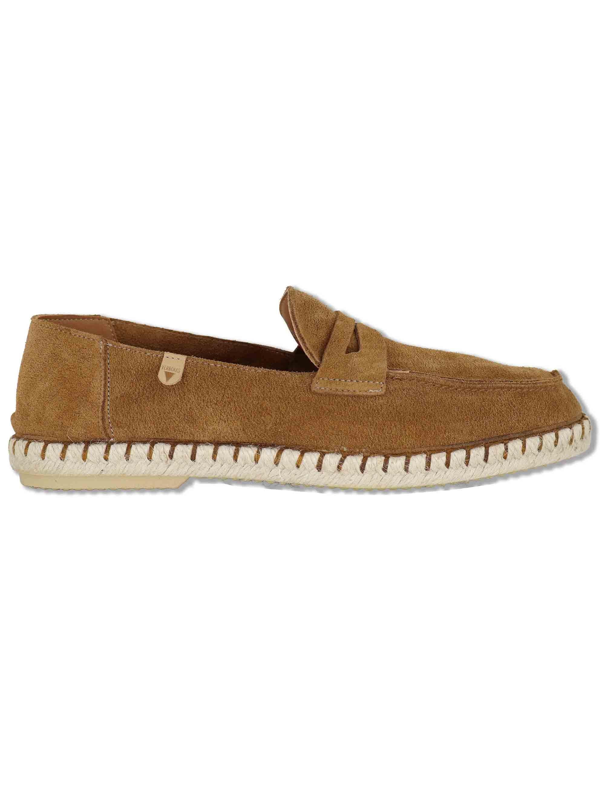 Mocassini espadrillas uomo in camoscio cuoio con suola in corda TRACK 014 Verbenas 