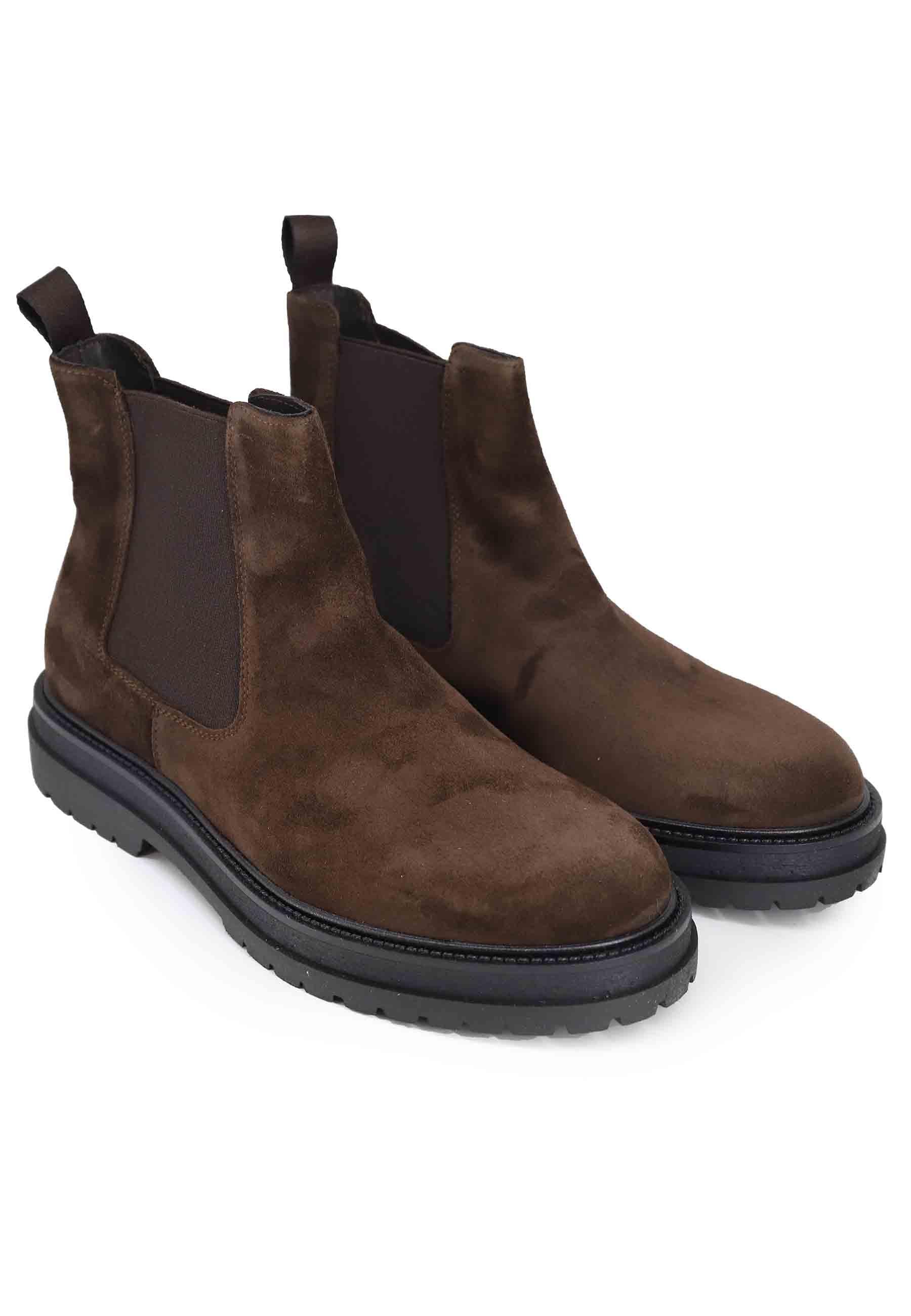 Stivaletti beatles uomo in camoscio testa di moro con sola in gomma SP1182 013 Spatarella 