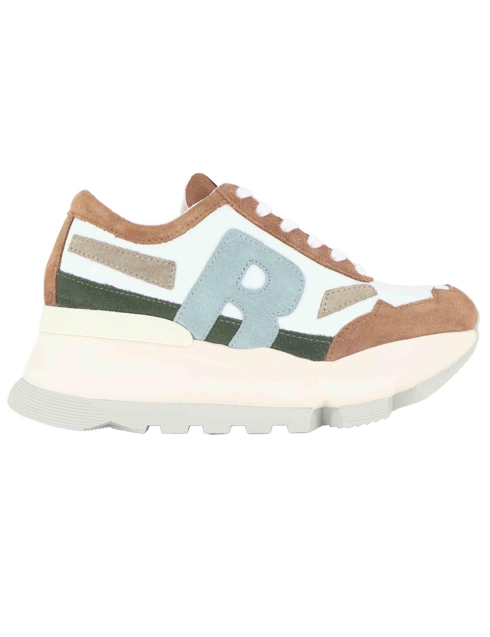 Sneakers donna in pelle bianca con zeppa alta in gomma 0304-84568 329BB Ruco Line 