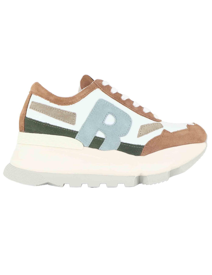 Sneakers donna in pelle bianca con zeppa alta in gomma 0304-84568 329BB Ruco Line 