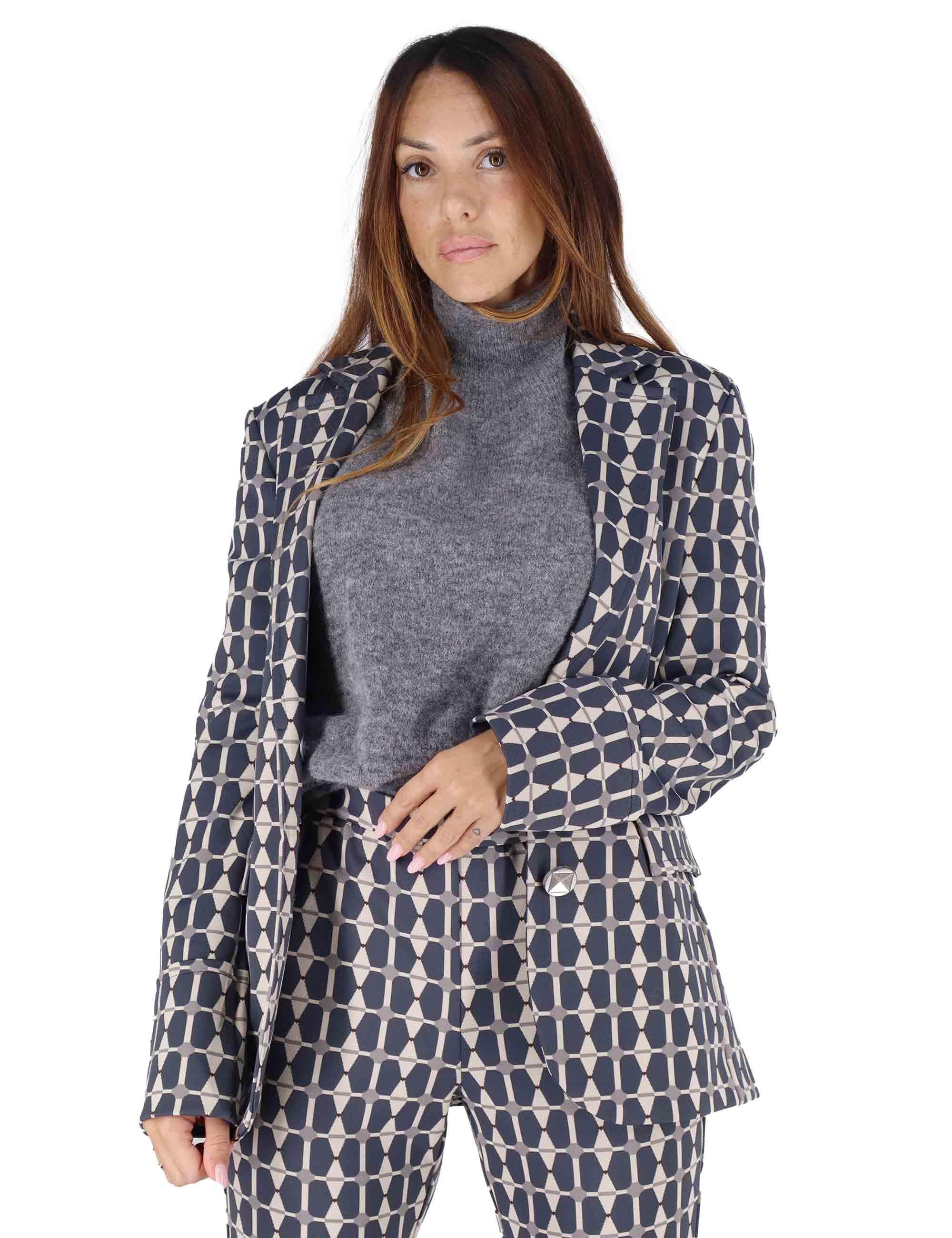 Giacche donna Geometric Jacquard in tessuto grigio a fantasia JD647860168 A2170 Maliparmi 