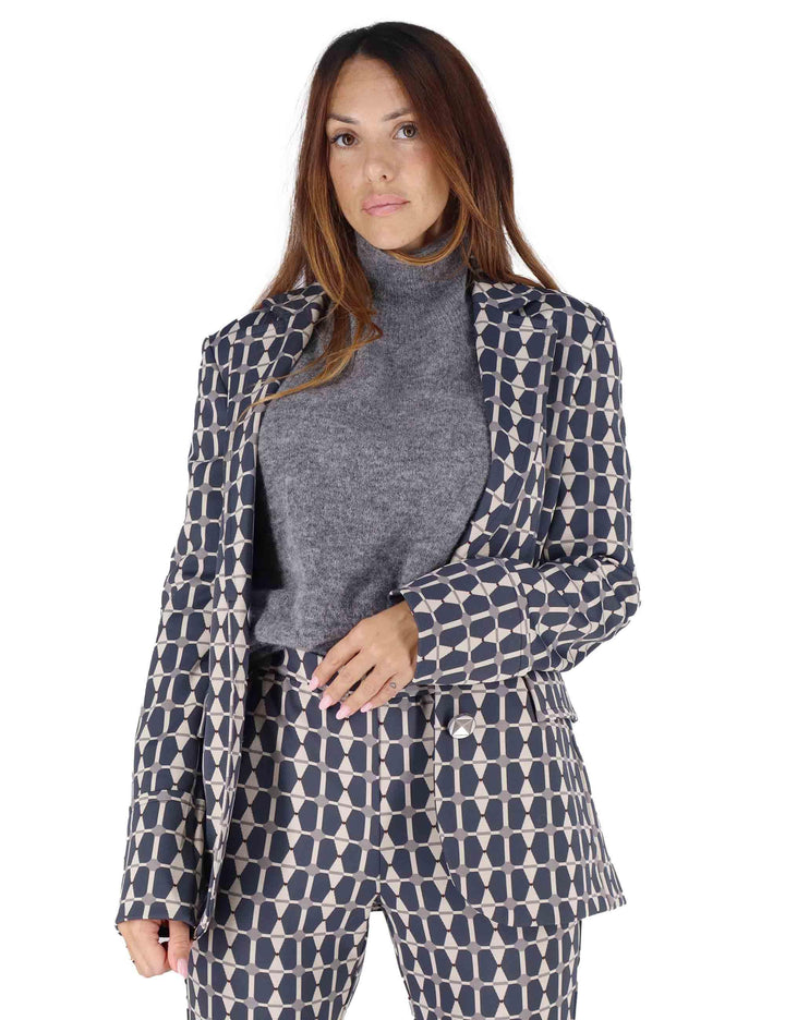 Giacche donna Geometric Jacquard in tessuto grigio a fantasia JD647860168 A2170 Maliparmi 