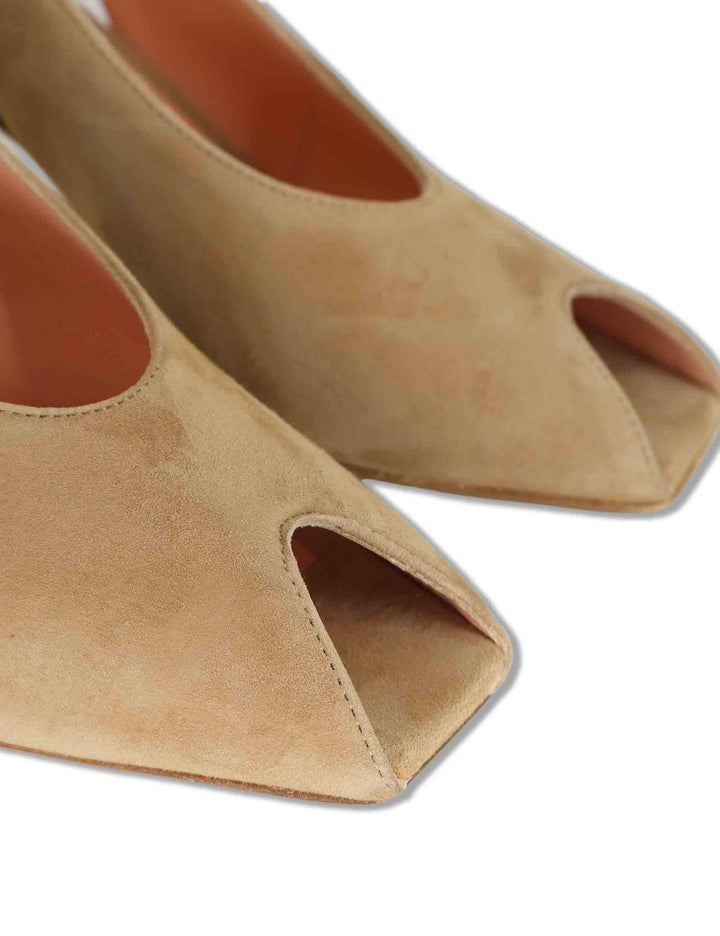Sandali slingback donna in camoscio beige tacco alto SP2500 014 Spatarella 