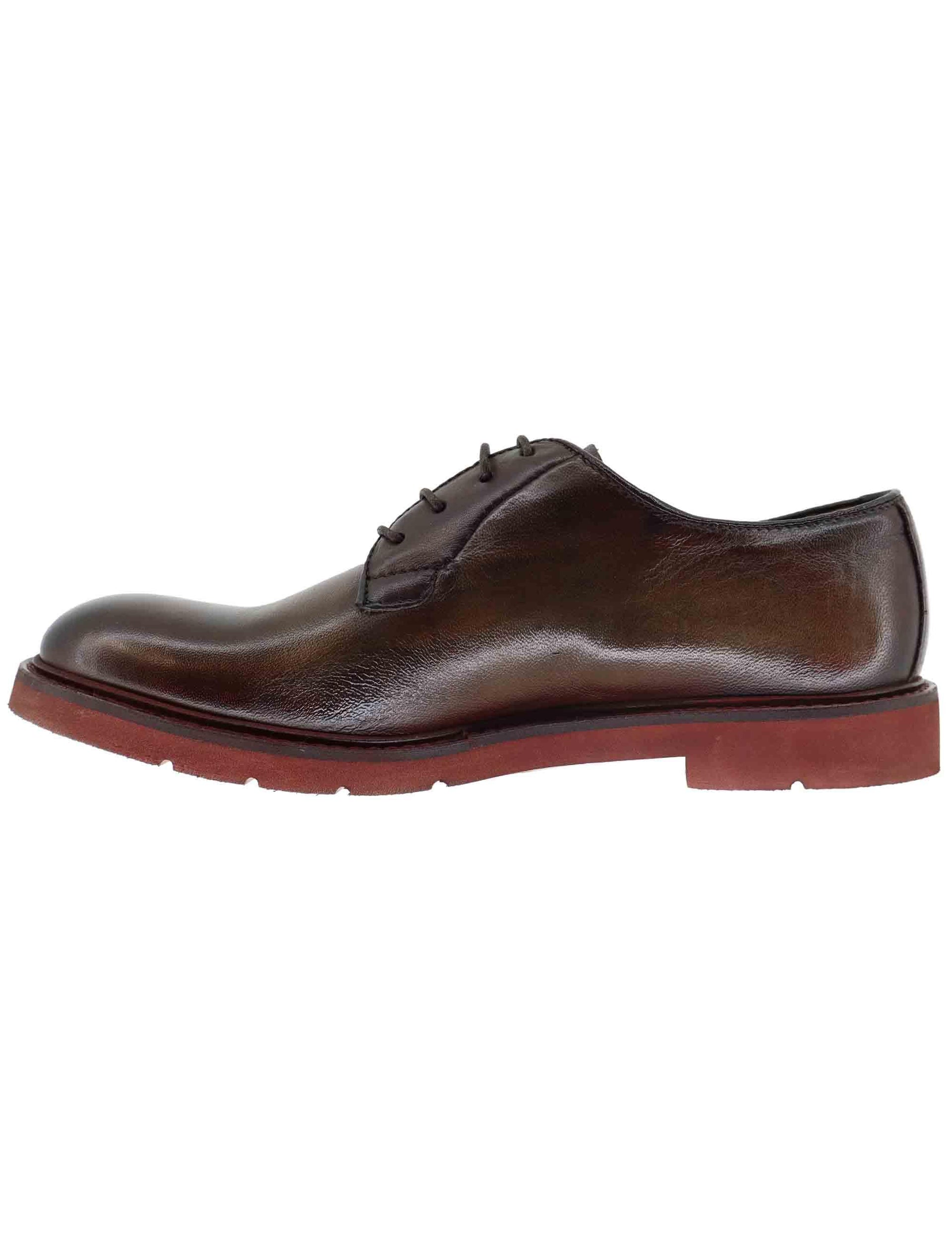 Stringate uomo in pelle marrone con suola in gomma SPR1145 032G Spatarella 