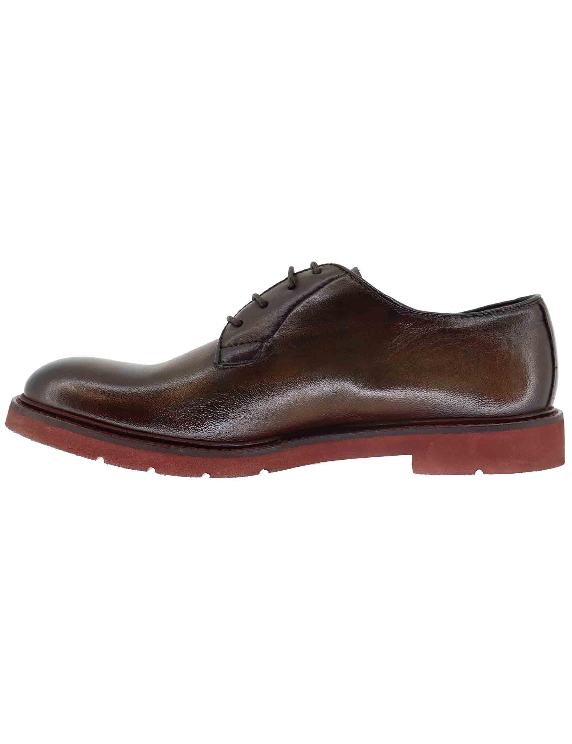 Stringate uomo in pelle marrone con suola in gomma SPR1145 032G Spatarella 