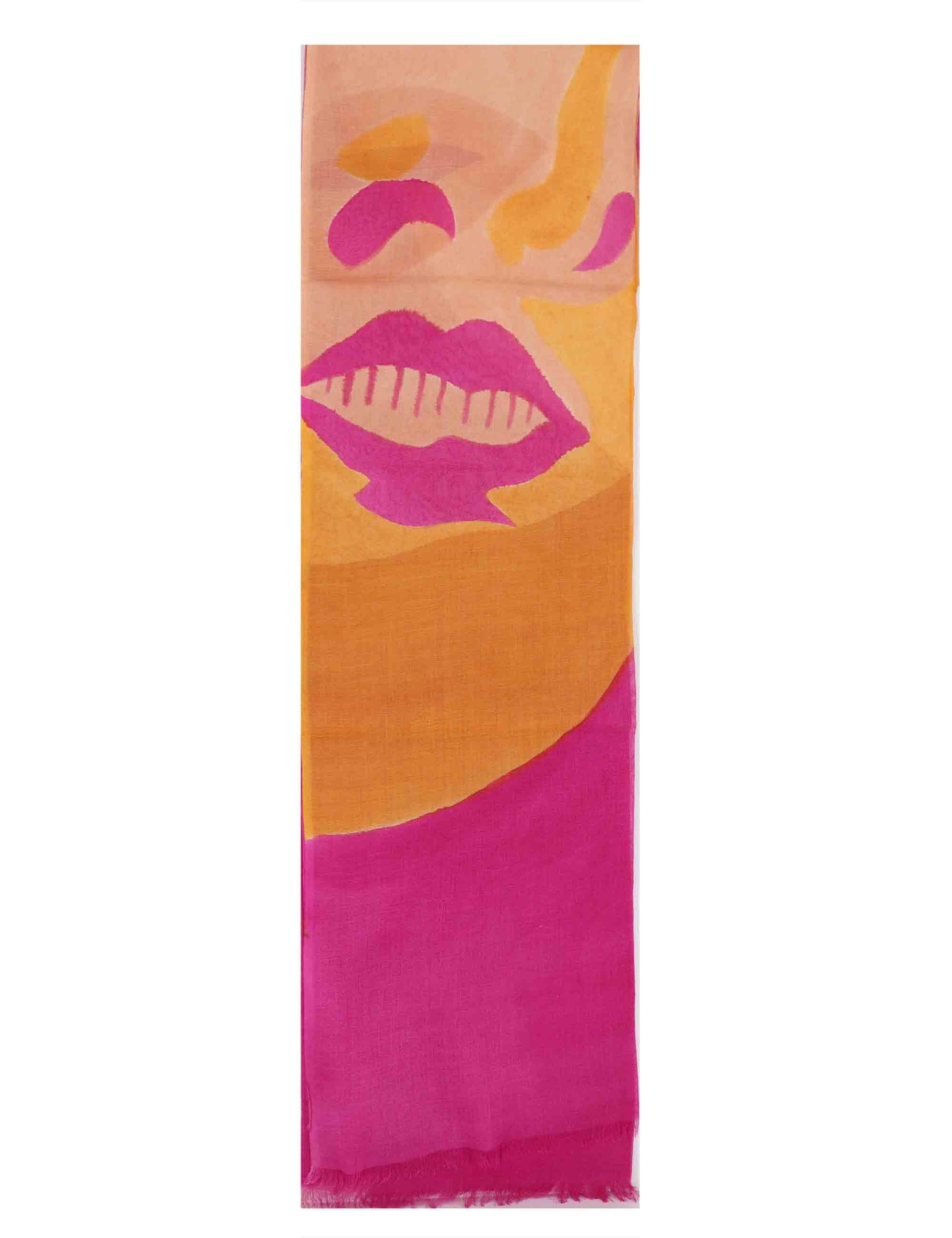 Stole maxi donna in misto seta fuxia con fantasie astratte Share 60260036 0029 Pyaar 