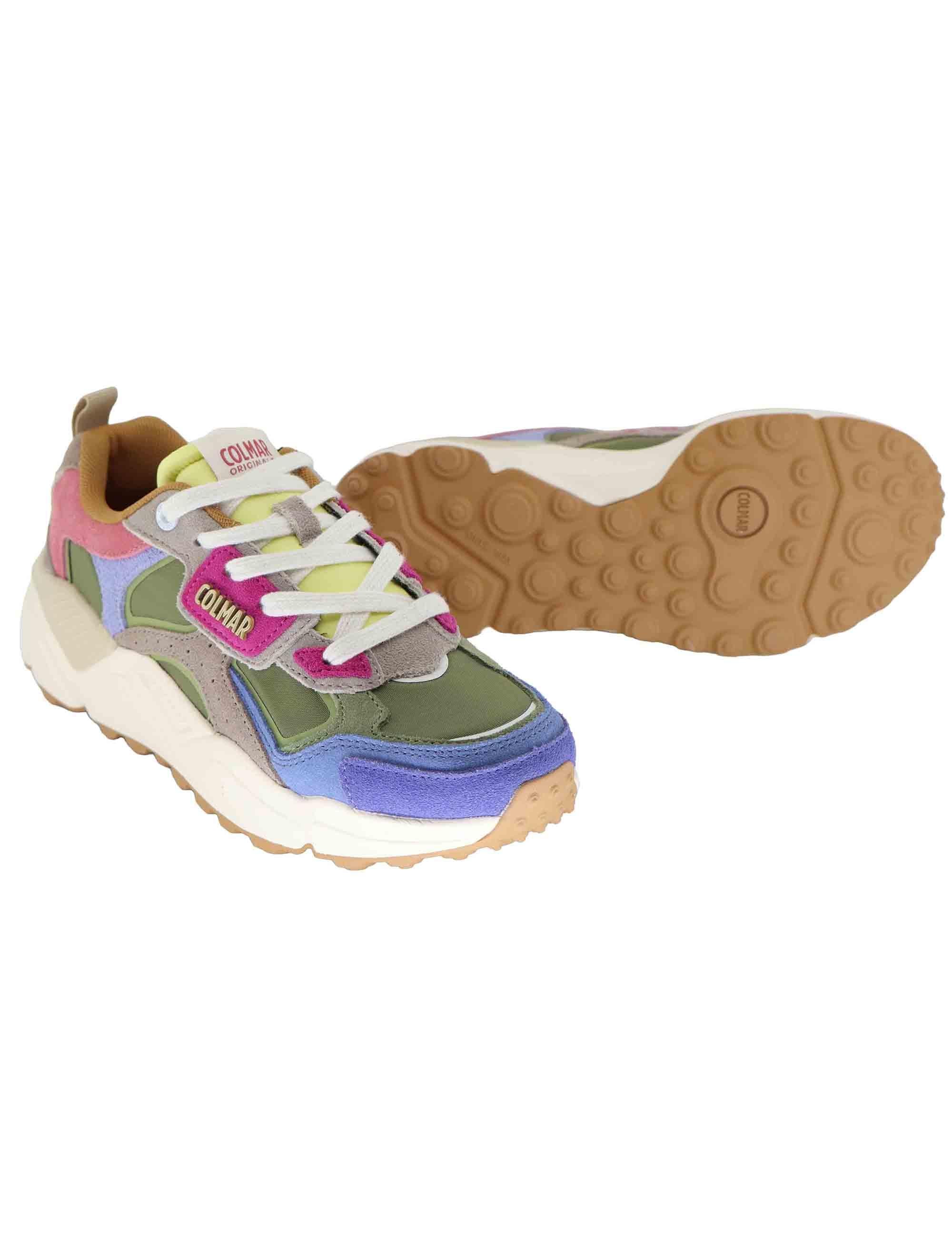 Sneakers donna in pelle e tessuto verde con suola alta GARNER FLASHY 125 Colmar 