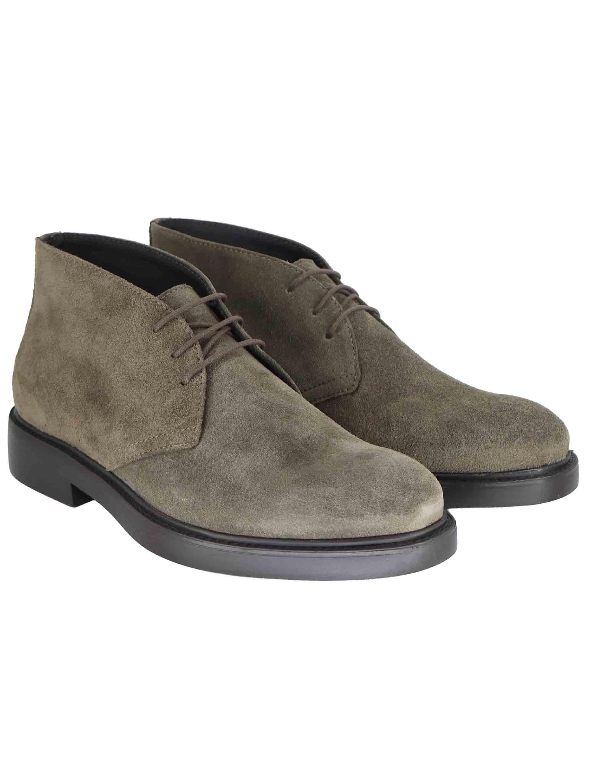 Stivaletti uomo in camocio taupe con suola in gomma SPDU8070 029 Spatarella 