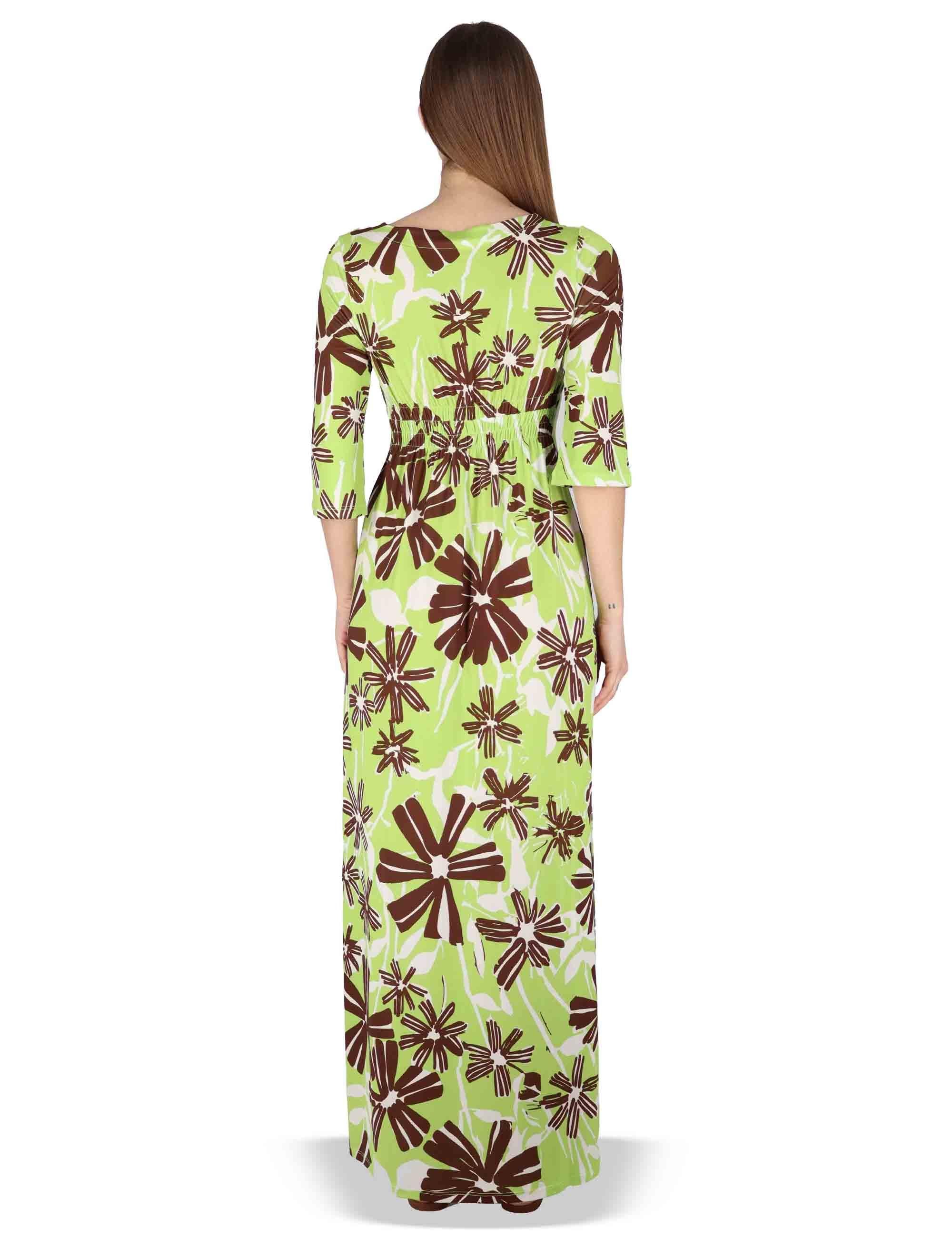 Abiti donna Long Kaftan in jersey stampa floreal verde JFAAB0001-E2637-1244 7046 Justmine 