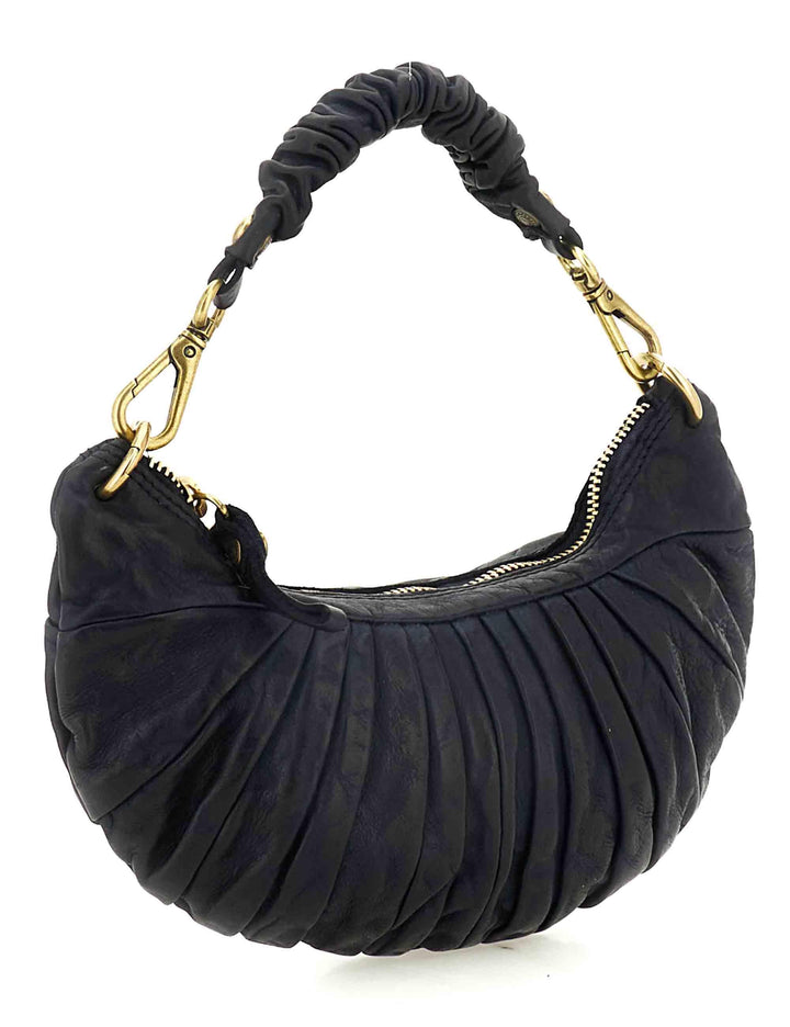 Borse donna Luna in pelle blu plissettata con tracolla monospalla C043780ND X2982 C3001 Campomaggi 