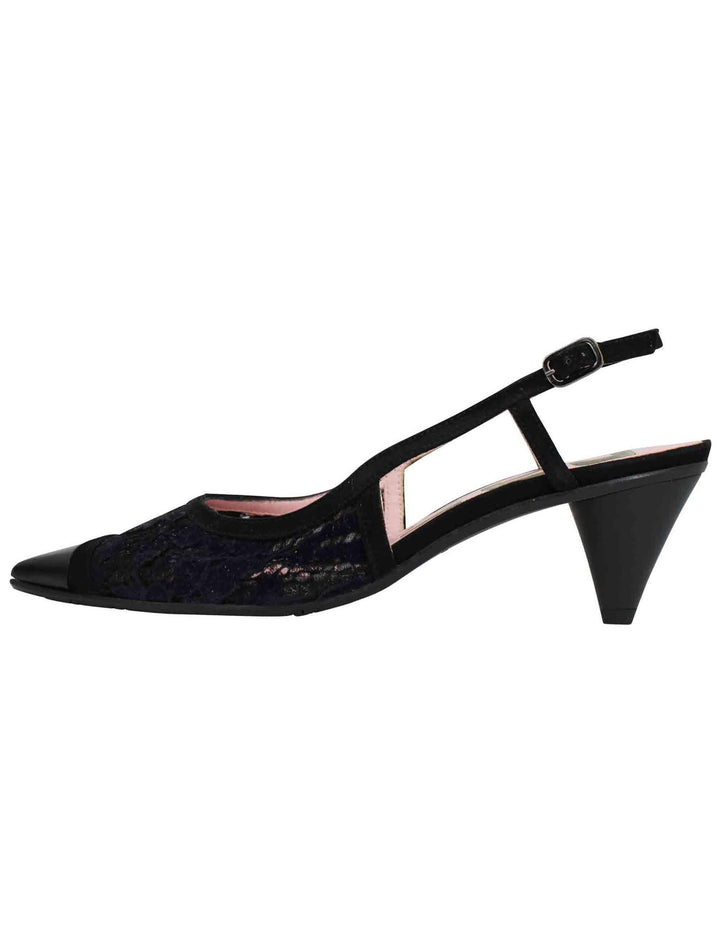 Decollete slingback donna in pizzo nero con punta a punta 7917 001 Ras 