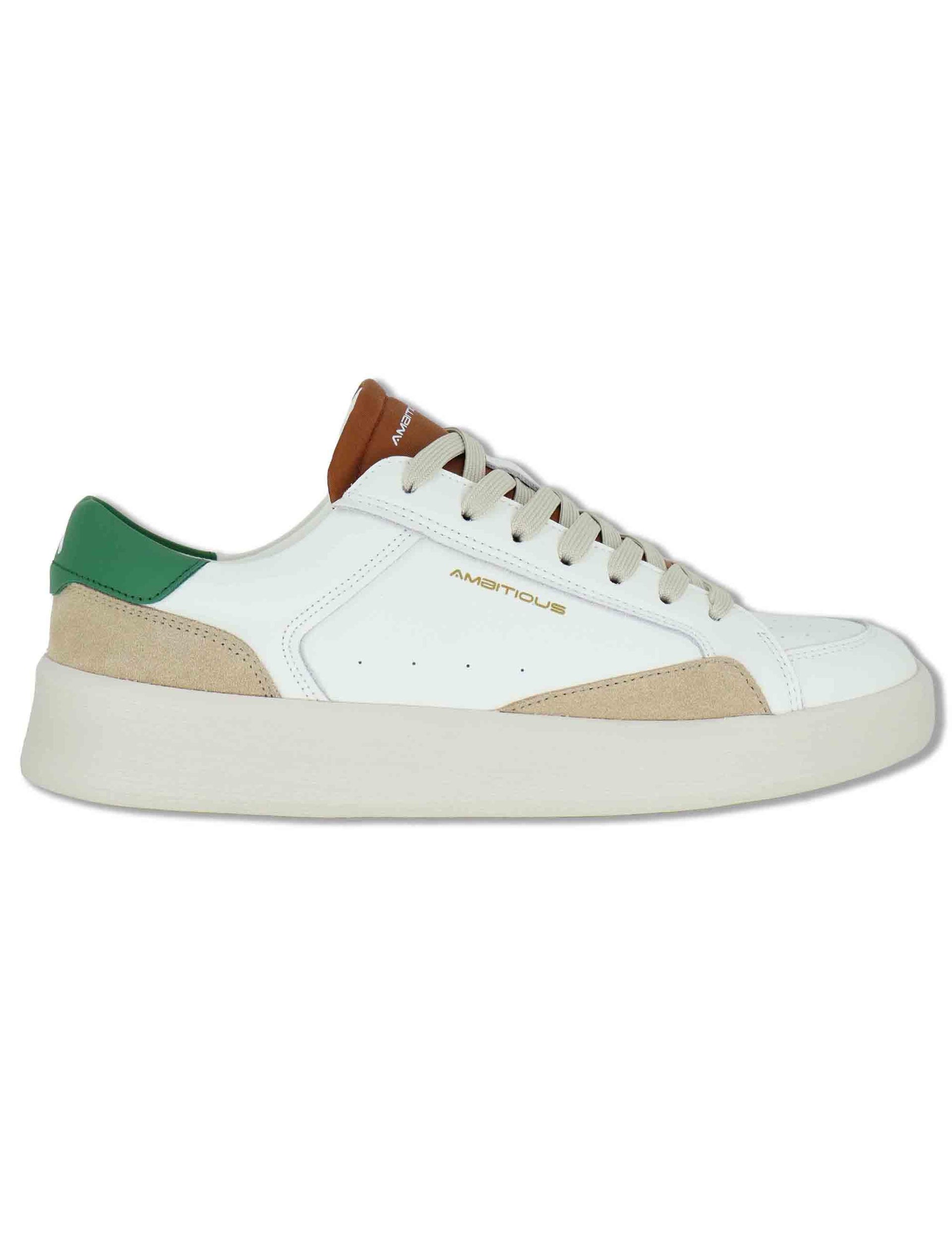 Sneakers uomo Brixton in pelle off white con suola alta in gomma eco-light 14323 T3451AM Ambitious 