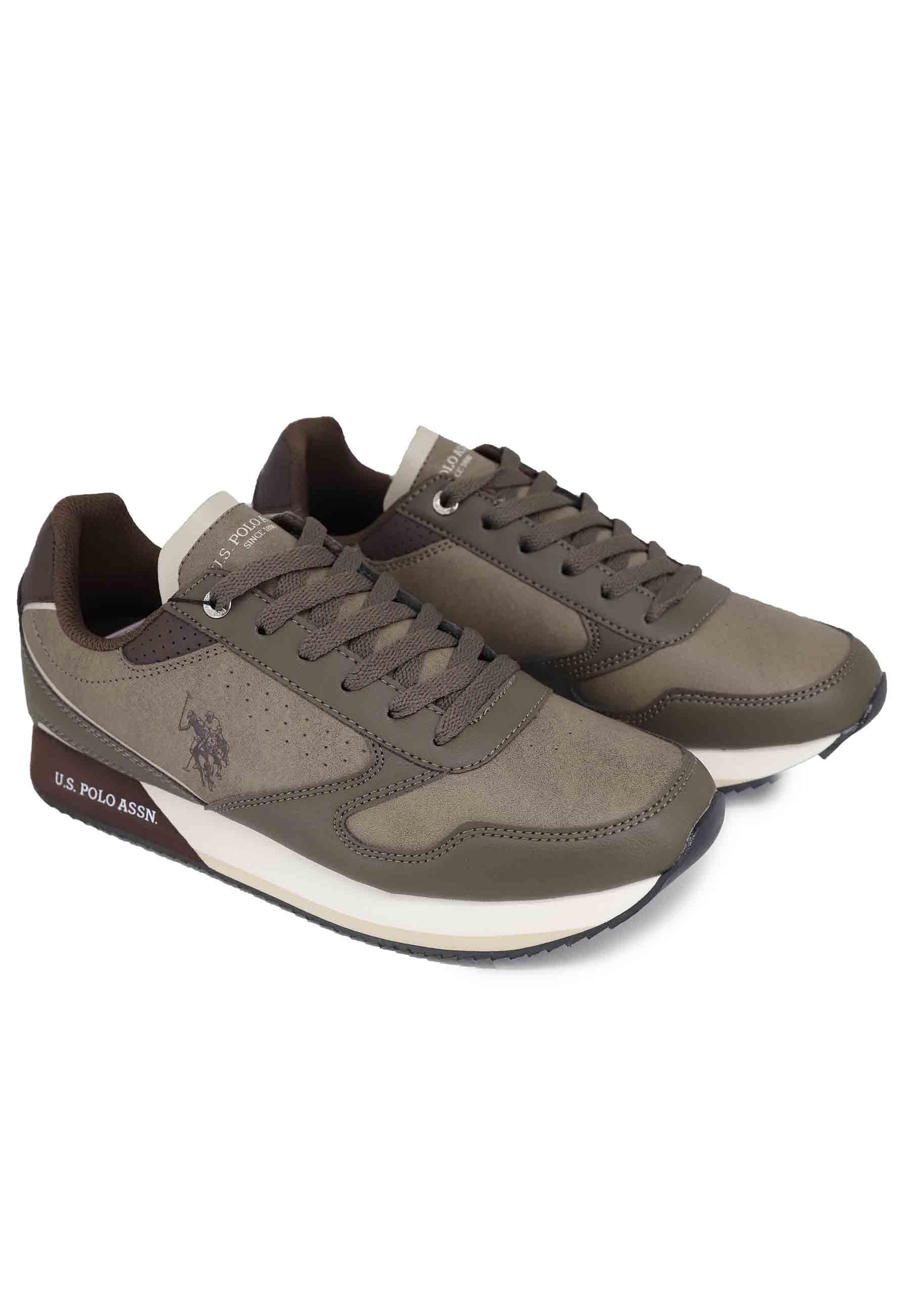 Sneakers uomo in eco pelle taupe NOBIL003F DBR U.S. Polo Assn. 