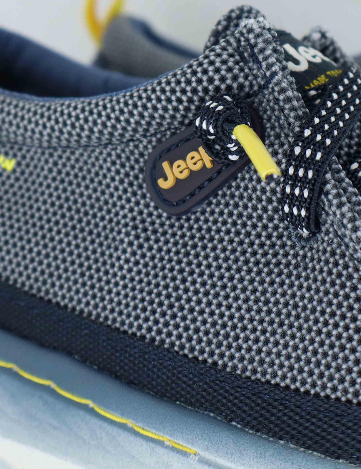 Stringate uomo Kauai Wallabee Knit in tessuto washed blu con suola in gomma JM61090A 016 Jeep 