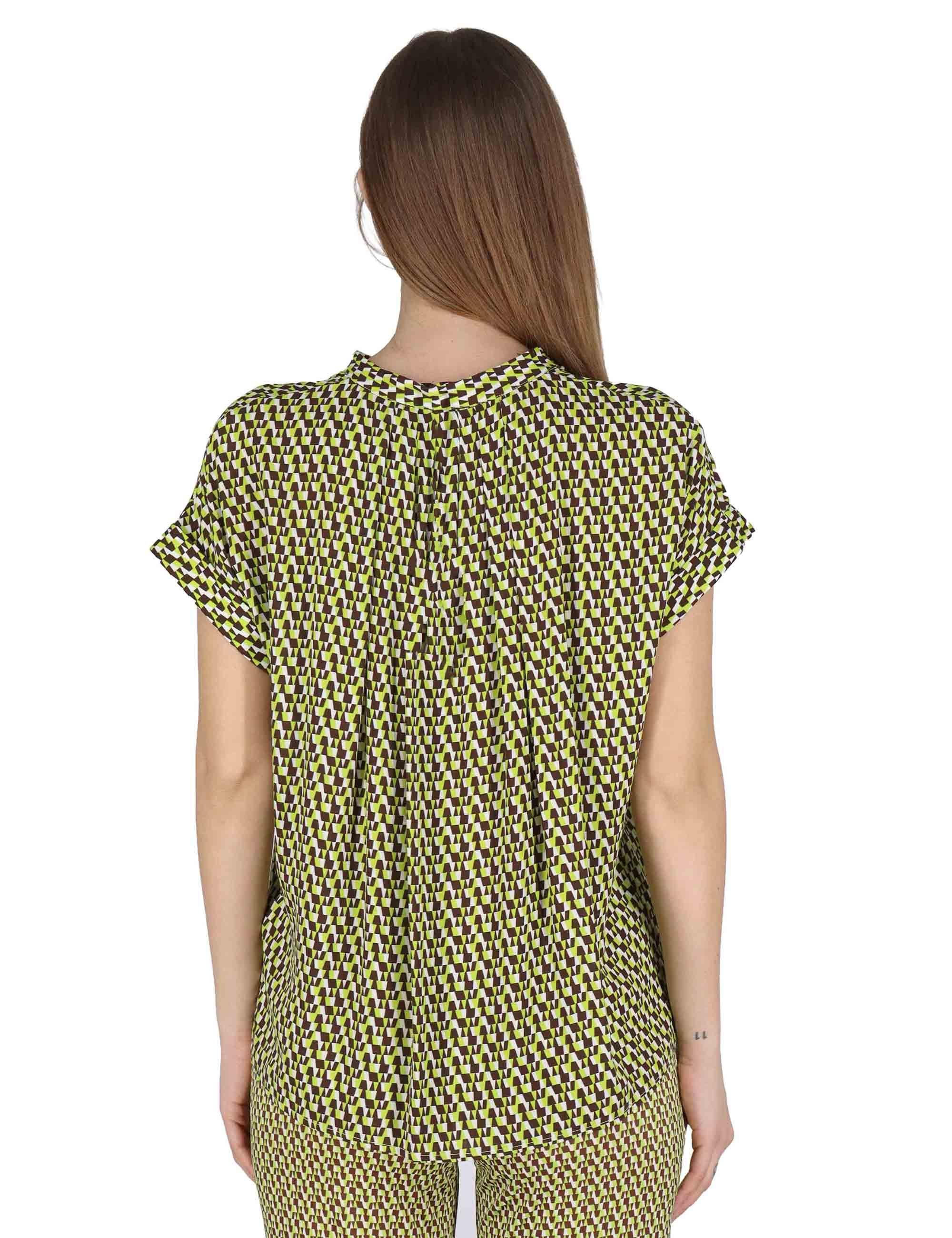 Camicie donna Flared Shirt in viscosa naturale verde stampata JABCM0001-F1526-1245 7046 Justmine 
