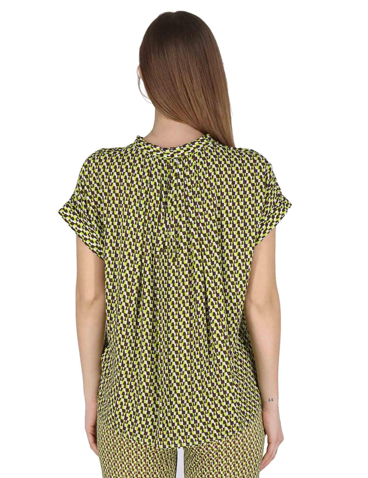 Camicie donna Flared Shirt in viscosa naturale verde stampata JABCM0001-F1526-1245 7046 Justmine 