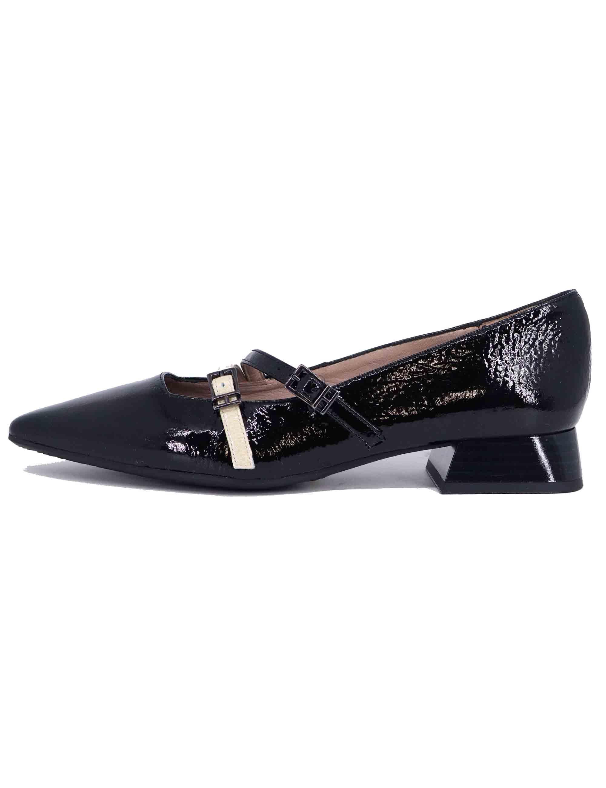 Decollete donna in pelle nera tacco basso BHI243567 C003 Hispanitas 