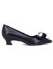 Women's black eco leather low heel pumps