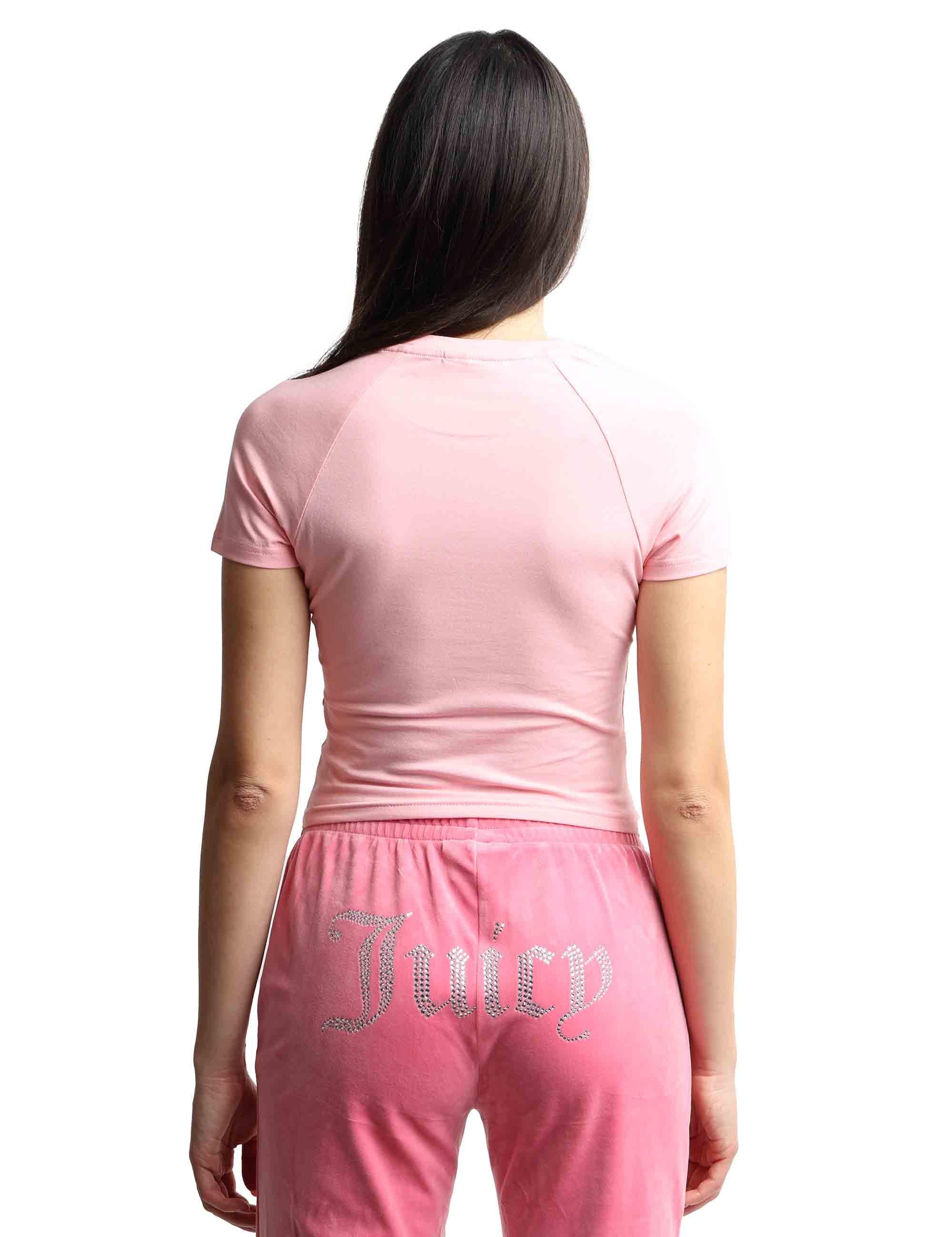 T-shirts donna Ryder Rodeo in cotone rosa a girocollo con strass VEJH70332UJC J94 Juicy Couture 