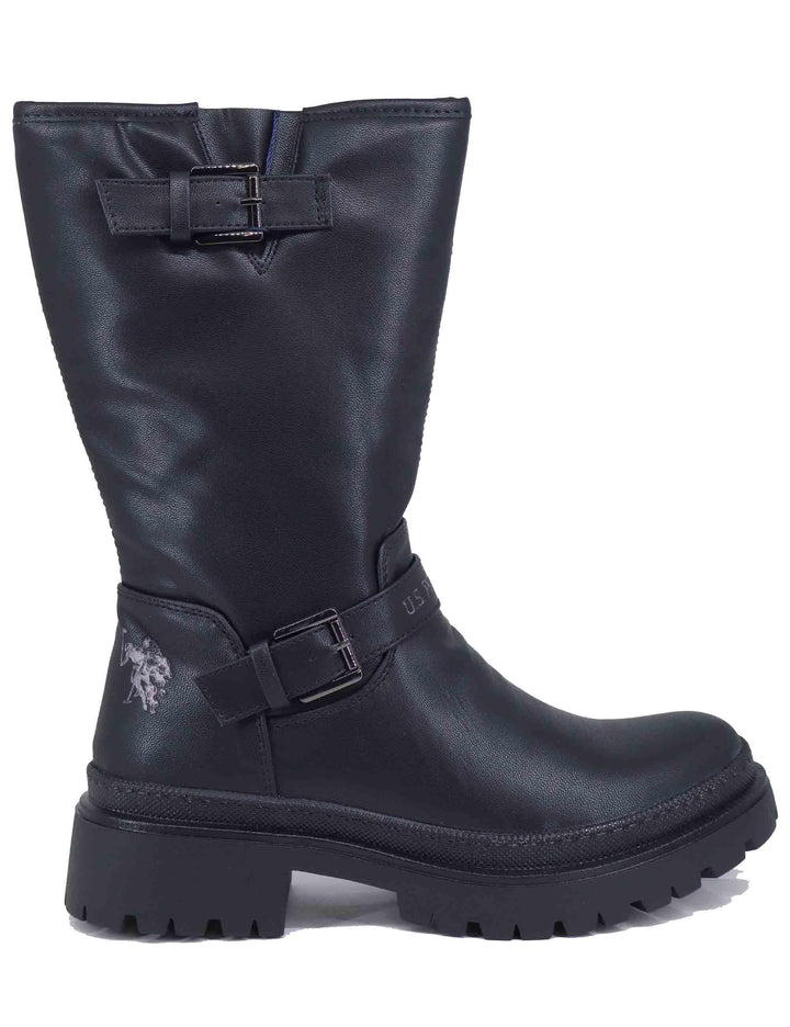 Stivaletti biker donna in eco pelle nera BYKER002W DU1 U.S. Polo Assn. 