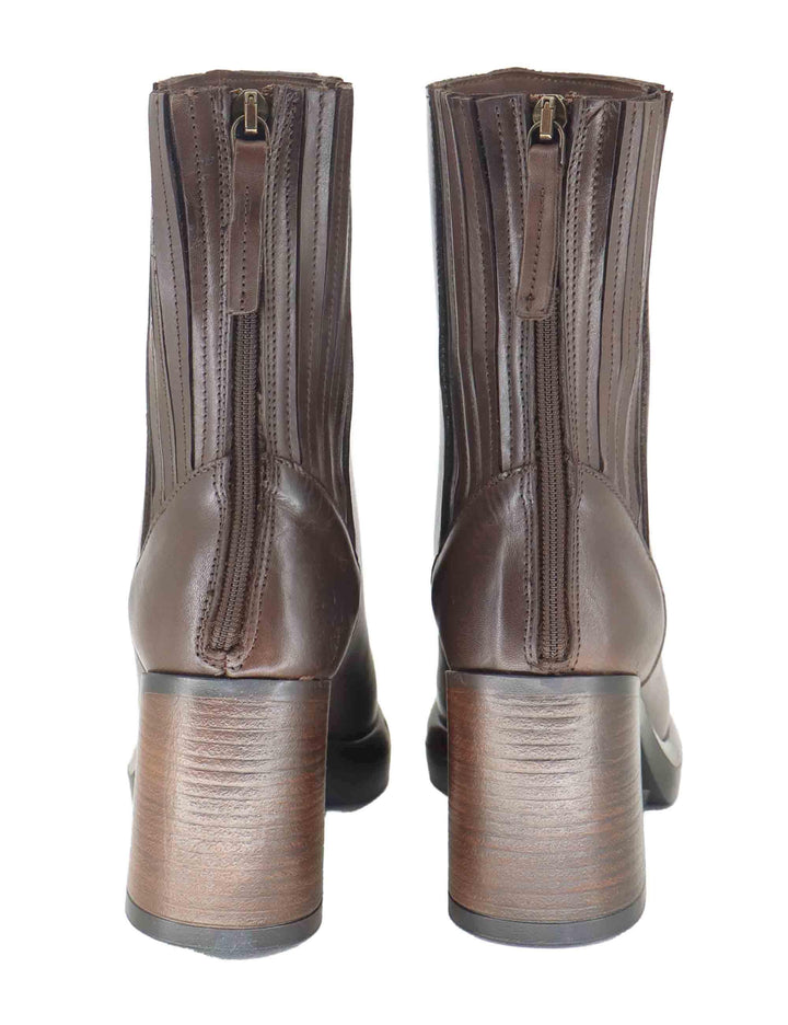 Stivaletti donna in pelle marrone con tacco alto e plateau SPTR2009 014 Spatarella 