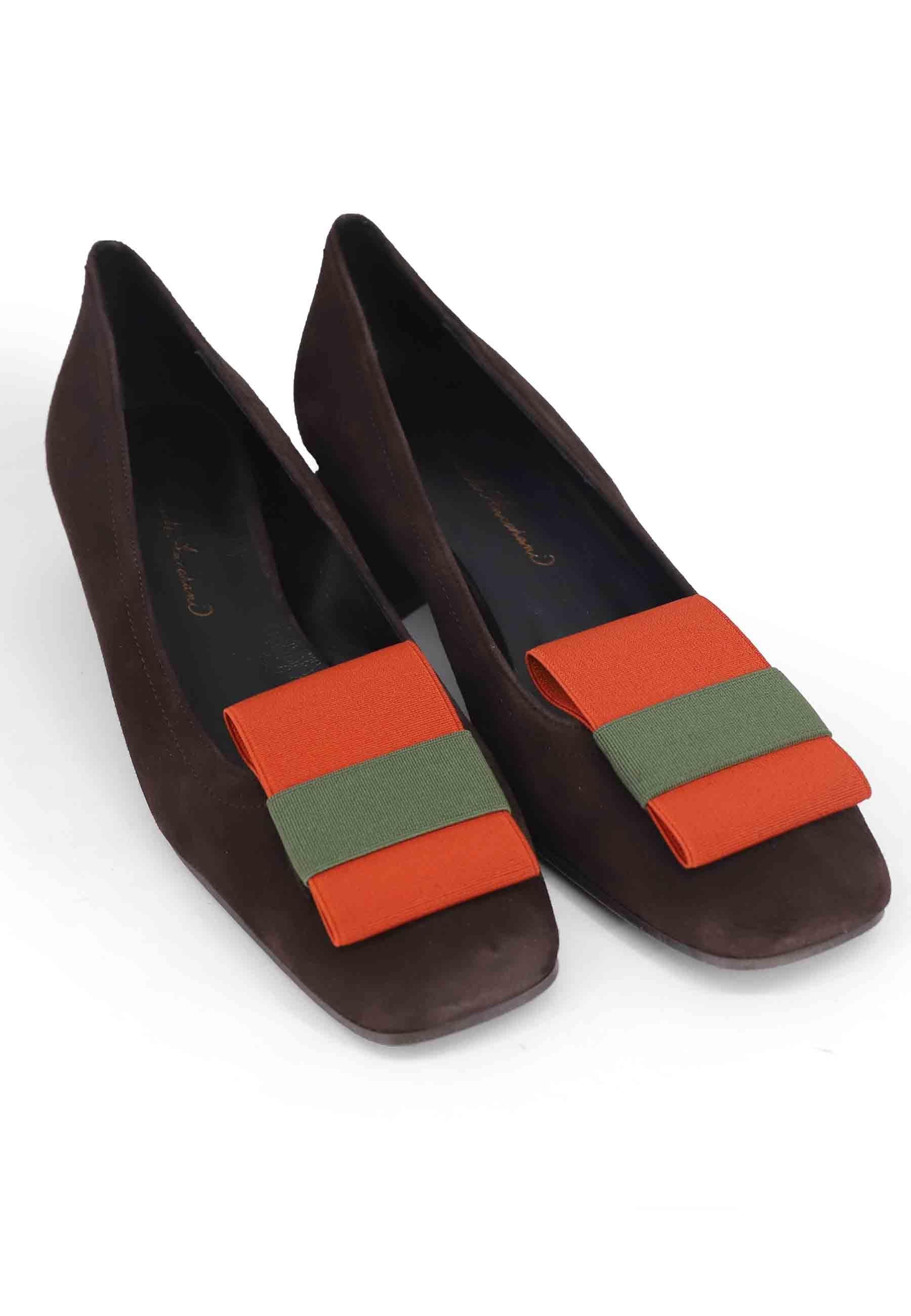 Decollete donna in camoscio marrone con tacco basso GARDEN 013 Daniele Ancarani 