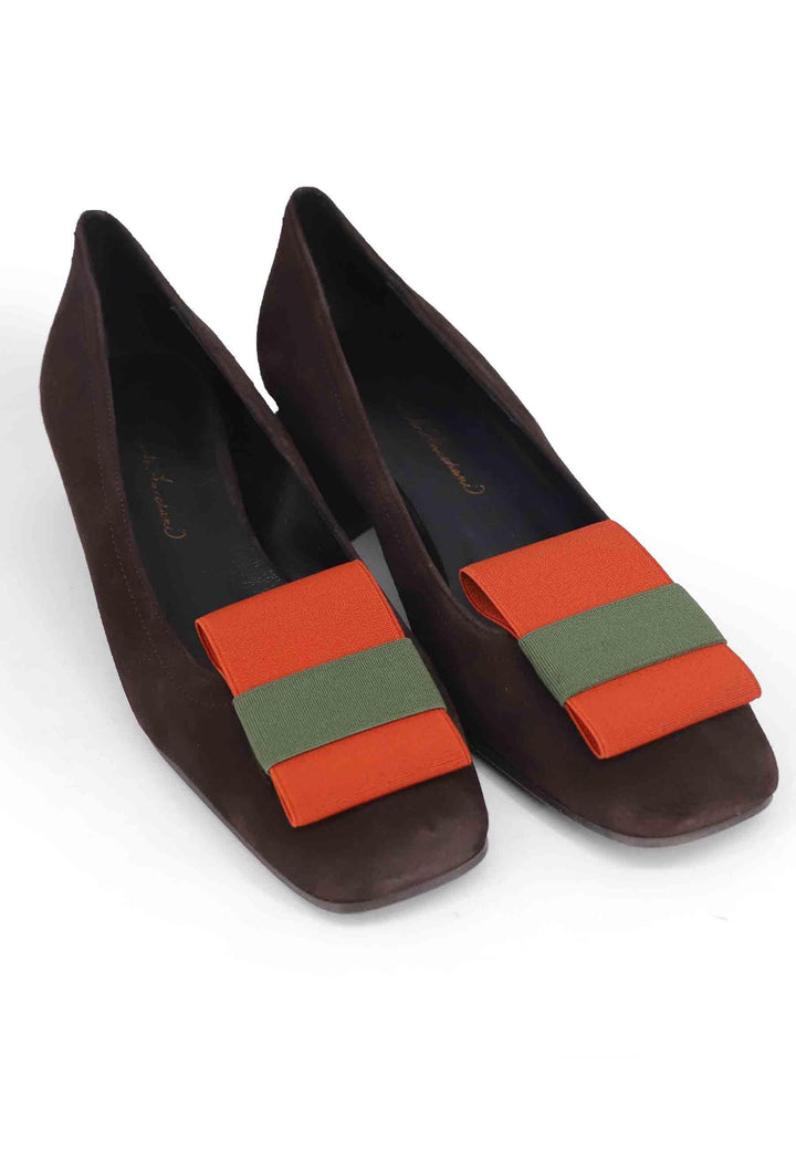 Decollete donna in camoscio marrone con tacco basso GARDEN 013 Daniele Ancarani 