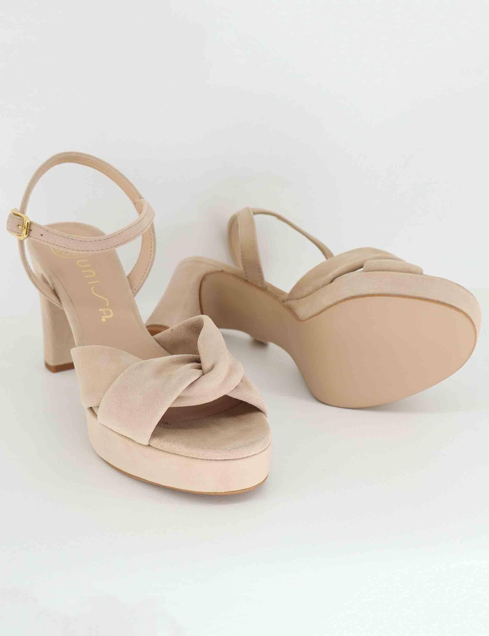 Sandali donna in camoscio nude tacco alto e plateau ONOA KS_SKIN Unisa 
