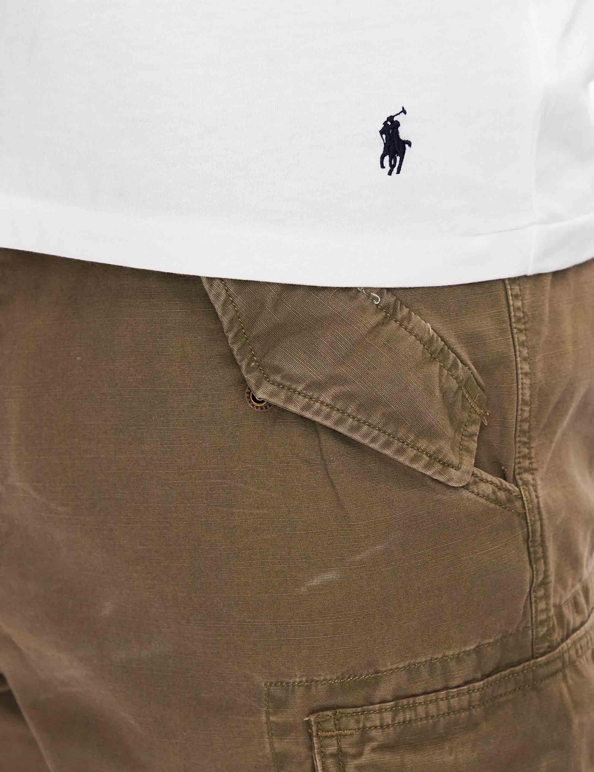 T-shirt uomo Crew in cotone bianco con stampa e logo ricamato 714899613005 WHITE Polo Ralph Lauren 