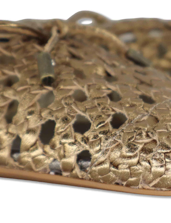 Sabot donna in pelle intrecciata taupe con tacco basso e punta tonda BAELO SHF MUMM Unisa 