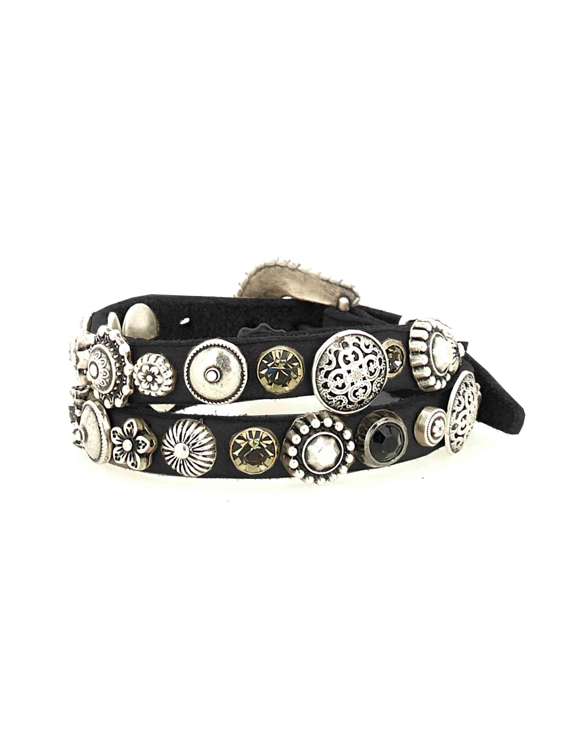 Bracciali donna in pelle nera doppio giro C002270ND X2876 C0001 Campomaggi 