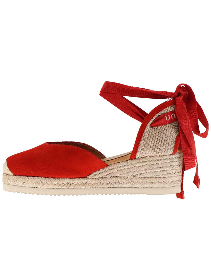 Sandali espadrillas donna in camoscio rosso con zeppa bassa CARLYS KS_CLAVEL Unisa 